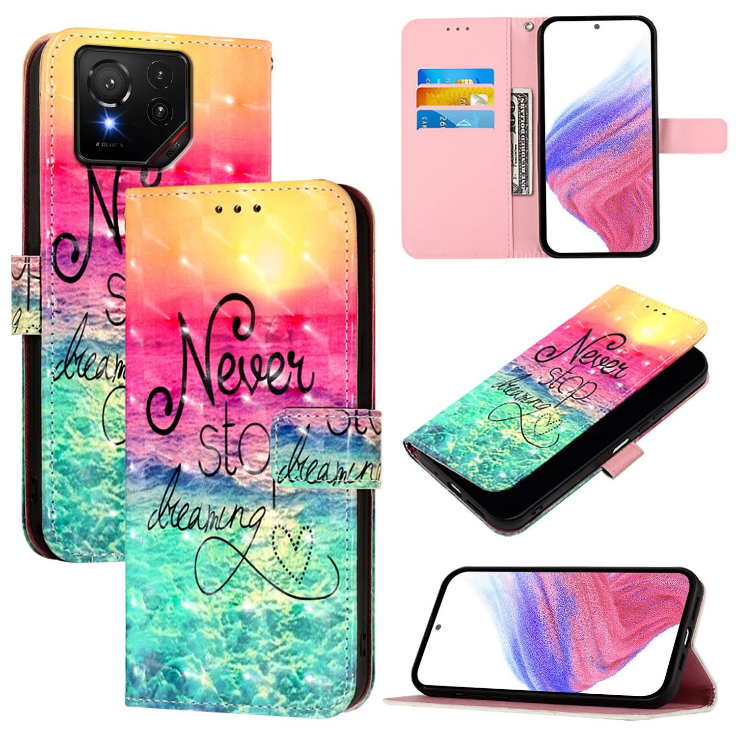 For Asus 9 Pro Leather Flip Phone Case with 3D Painted Design, Card Holder, Wallet & Stand Function - Durable Protection & Easy Access