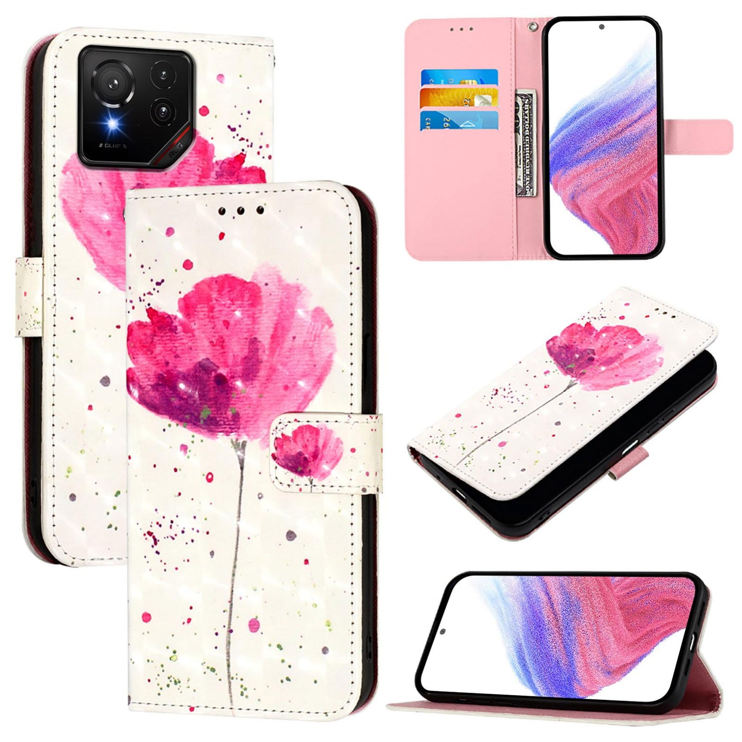 For Asus 9 Pro Leather Flip Phone Case with 3D Painted Design, Card Holder, Wallet & Stand Function - Durable Protection & Easy Access