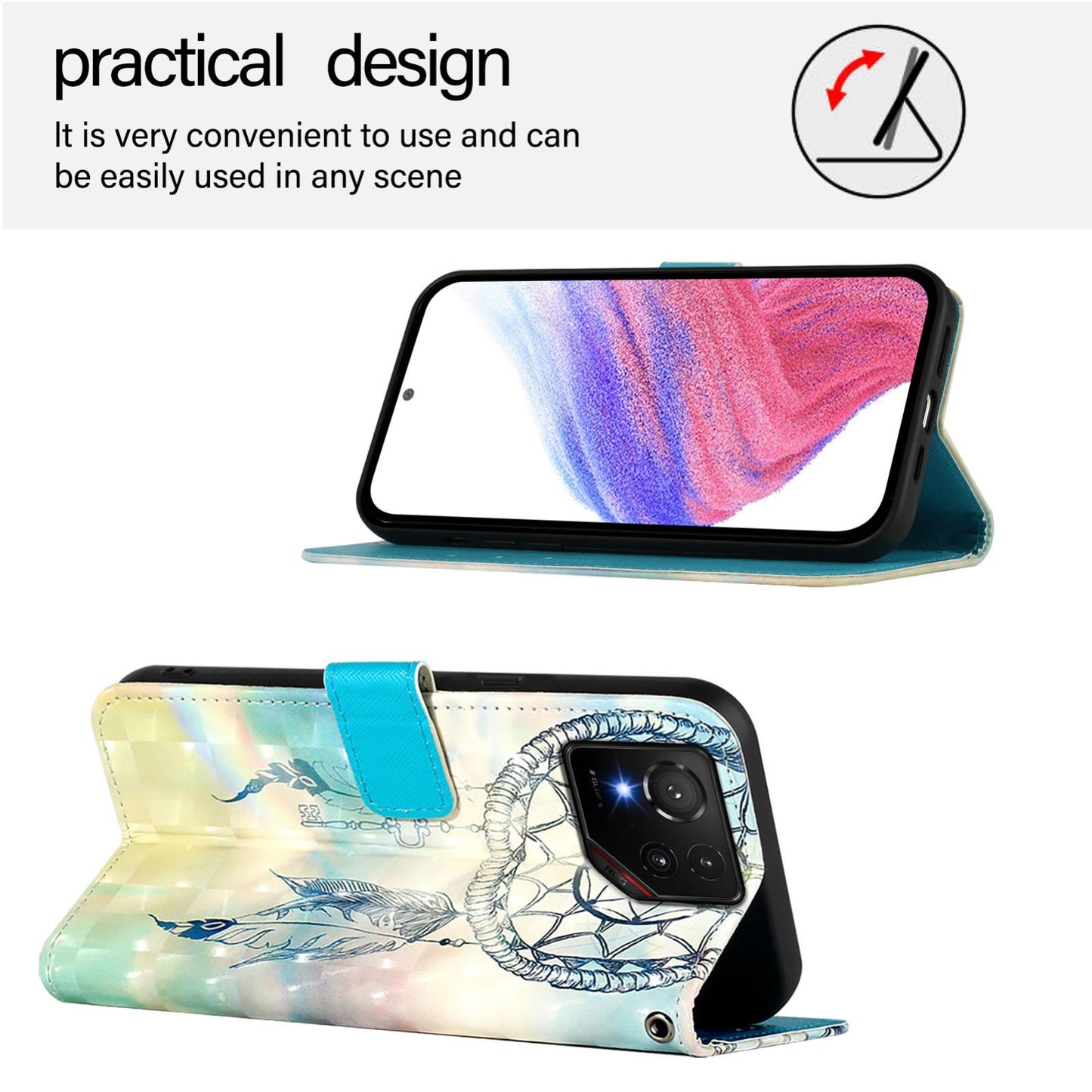 For Asus 9 Pro Leather Flip Phone Case with 3D Painted Design, Card Holder, Wallet & Stand Function - Durable Protection & Easy Access