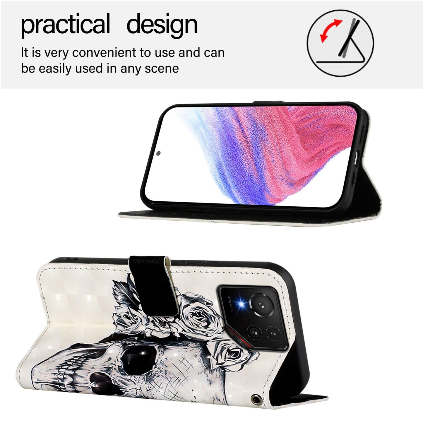 For Asus ROG Phone 9 Leather Flip Phone Case with 3D Painted Design, Card Holder, Wallet & Stand Function - Durable Protection & Easy Access