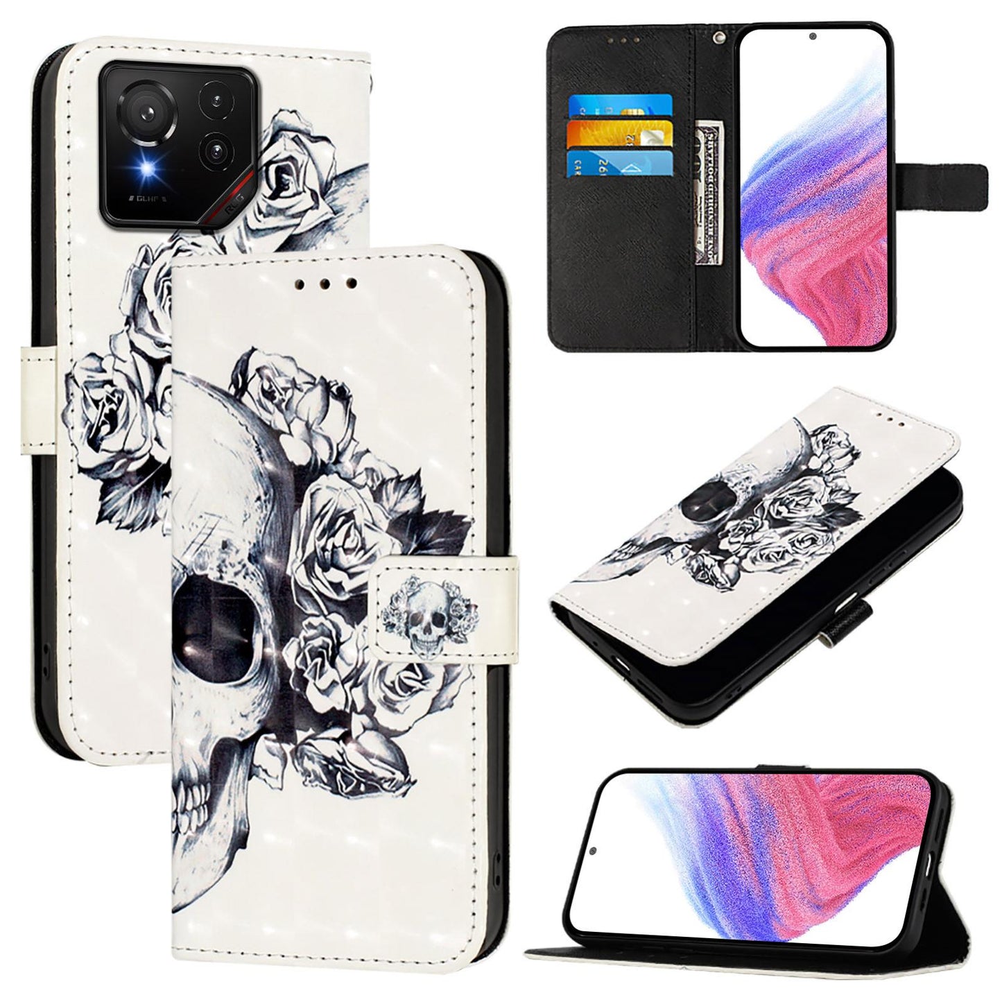 For Asus 9 Pro Leather Flip Phone Case with 3D Painted Design, Card Holder, Wallet & Stand Function - Durable Protection & Easy Access