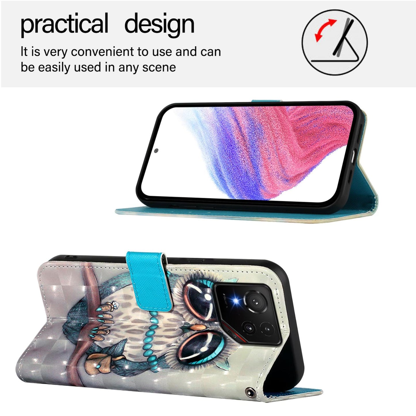For Asus 9 Pro Leather Flip Phone Case with 3D Painted Design, Card Holder, Wallet & Stand Function - Durable Protection & Easy Access
