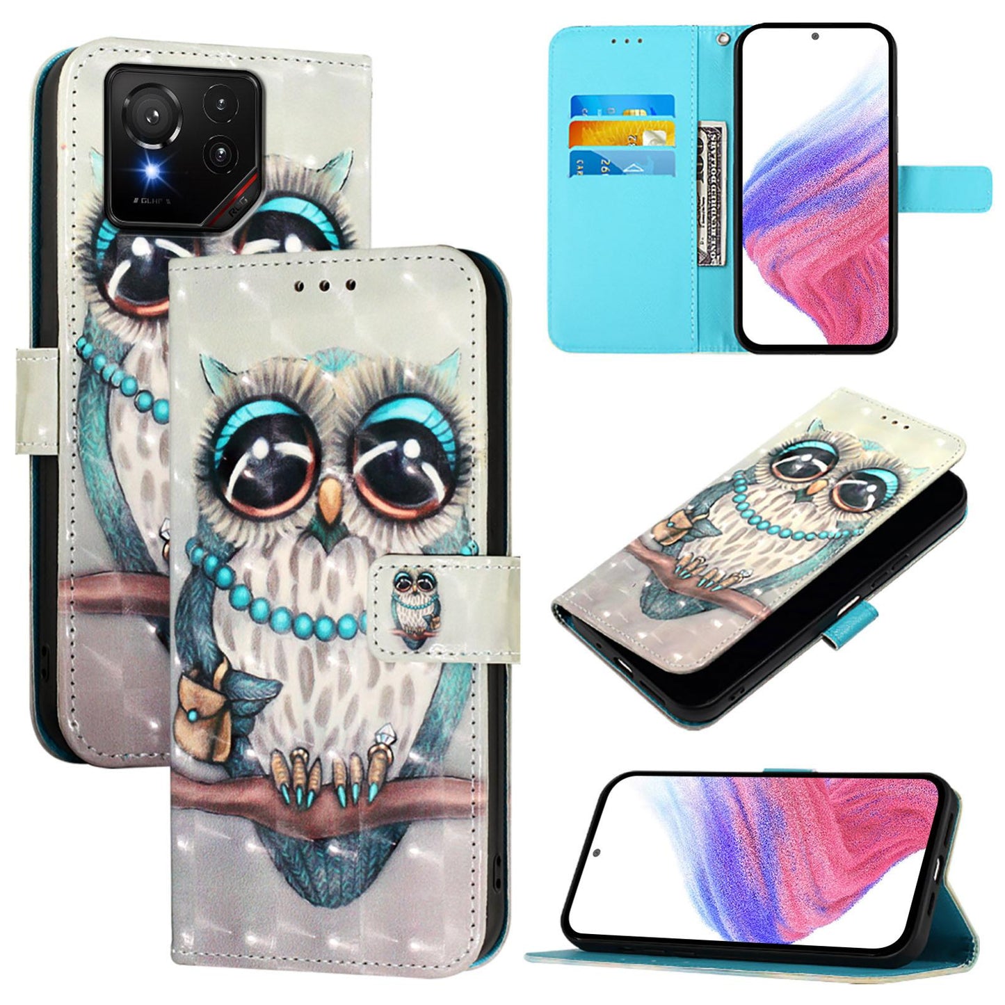 For Asus 9 Pro Leather Flip Phone Case with 3D Painted Design, Card Holder, Wallet & Stand Function - Durable Protection & Easy Access