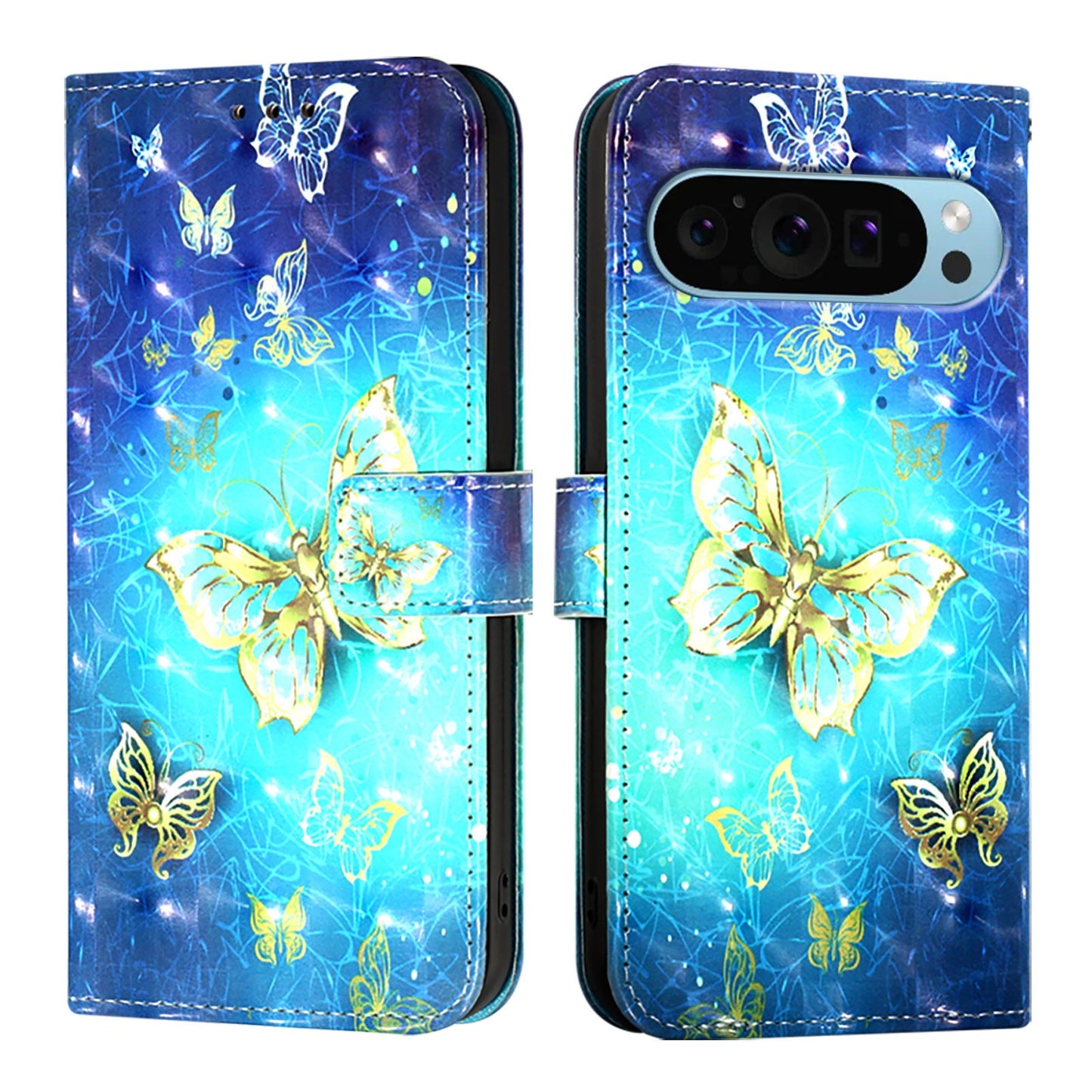 Google Pixel 9 Leather Flip Phone Case with 3D Painted Design, Card Holder, Wallet & Stand Function - Durable Protection & Easy Access