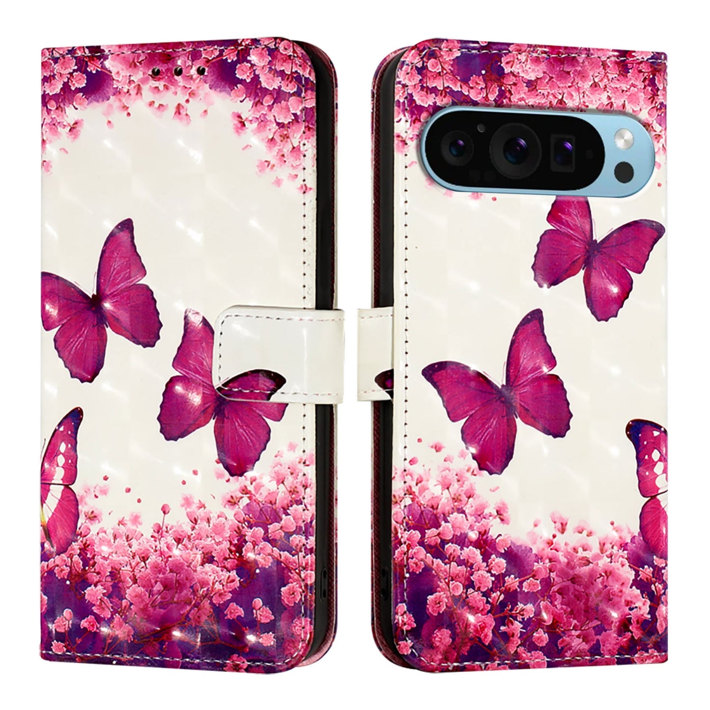 Google Pixel 9 Leather Flip Phone Case with 3D Painted Design, Card Holder, Wallet & Stand Function - Durable Protection & Easy Access