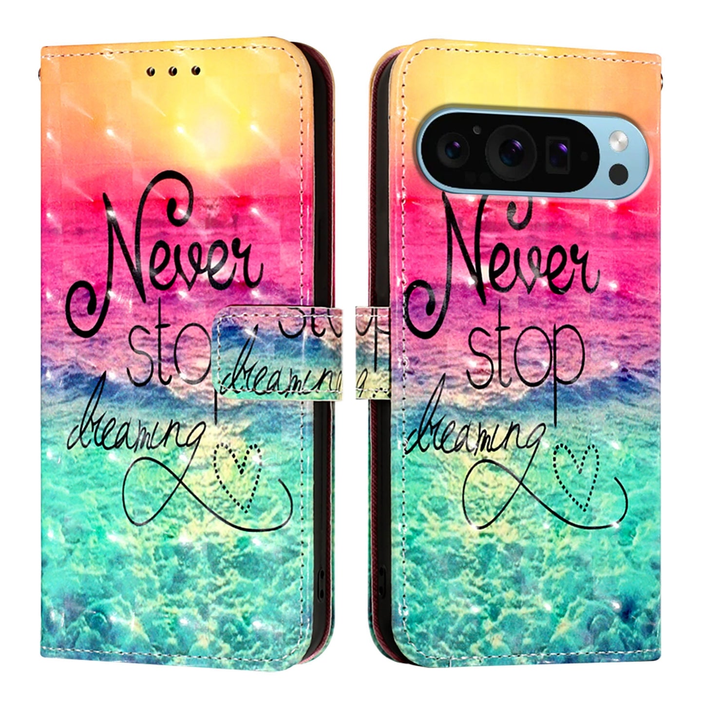 Google Pixel 9 Leather Flip Phone Case with 3D Painted Design, Card Holder, Wallet & Stand Function - Durable Protection & Easy Access