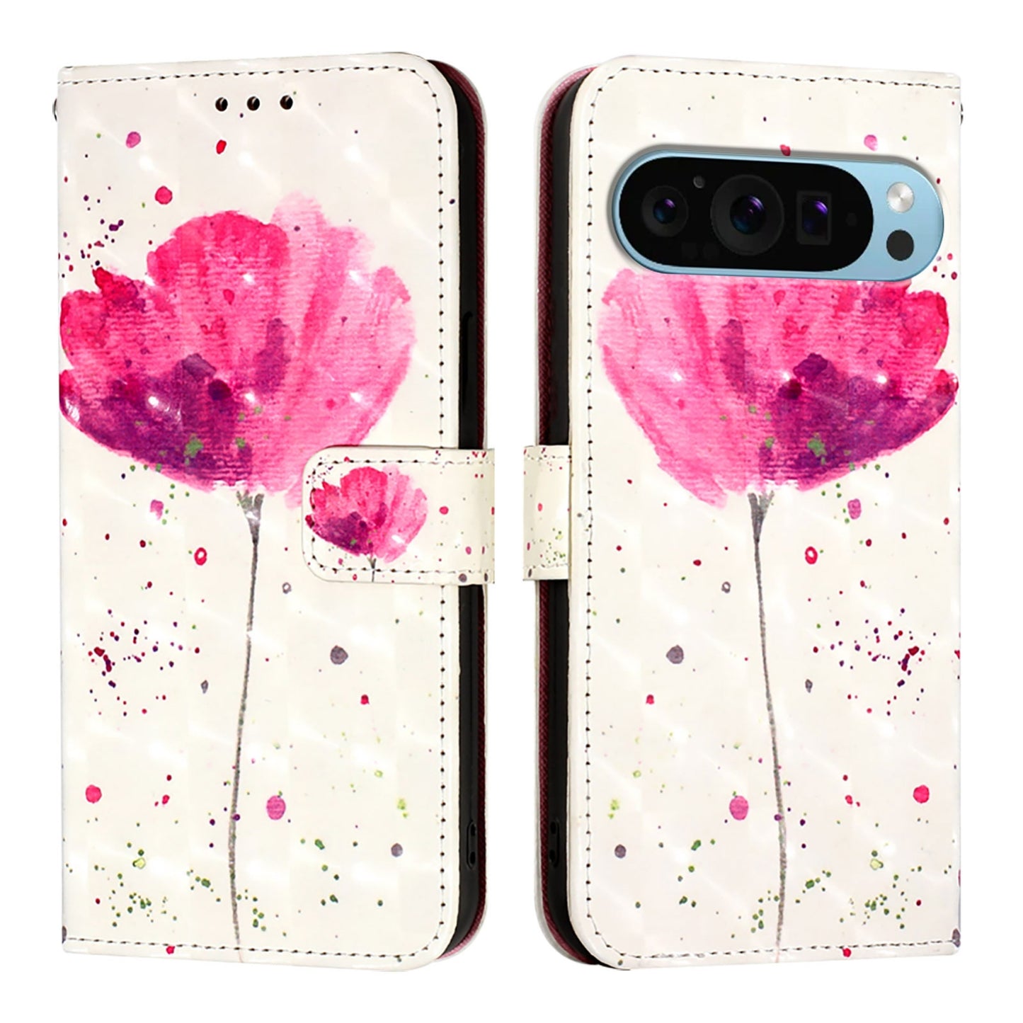 Google Pixel 9 Leather Flip Phone Case with 3D Painted Design, Card Holder, Wallet & Stand Function - Durable Protection & Easy Access
