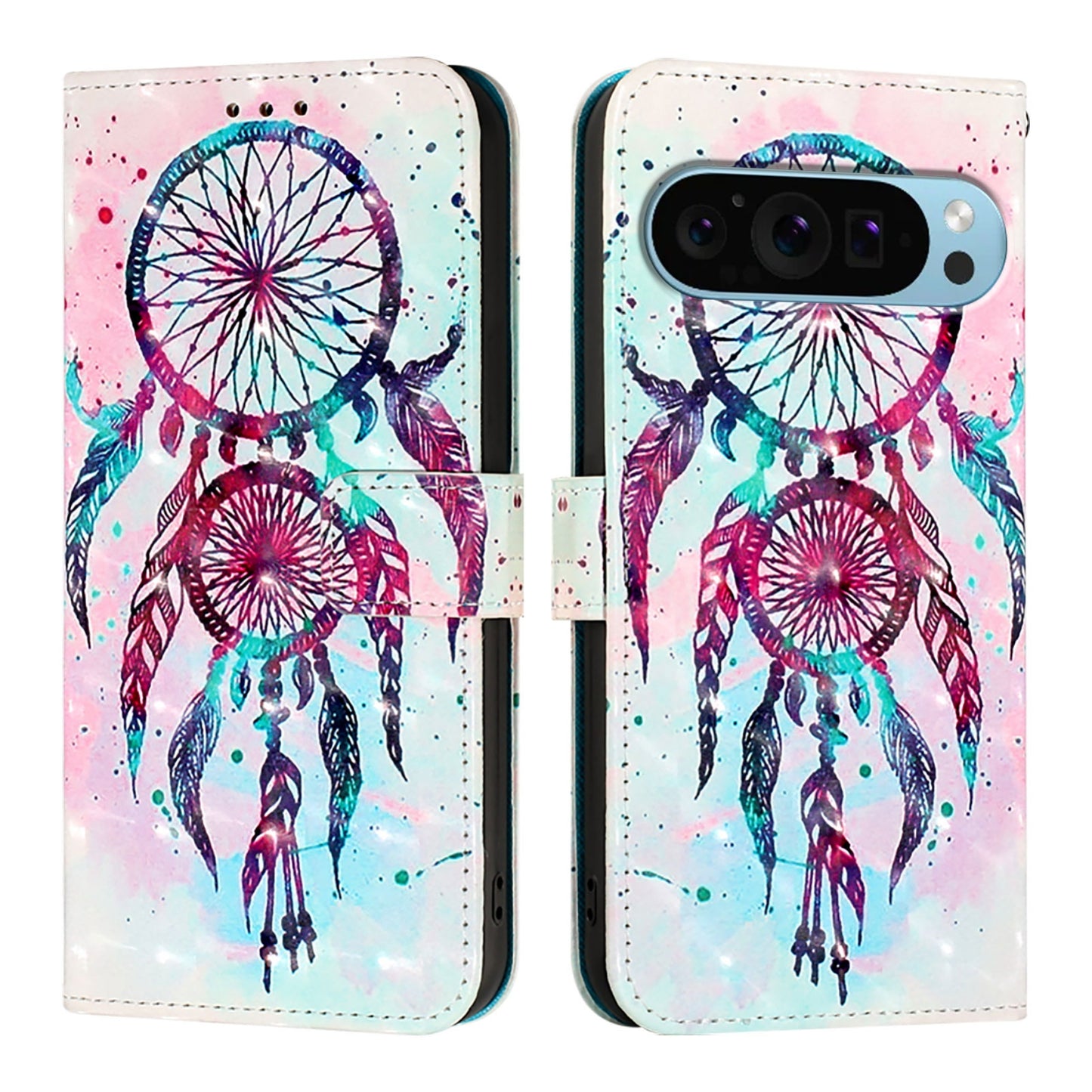 Google Pixel 9 Leather Flip Phone Case with 3D Painted Design, Card Holder, Wallet & Stand Function - Durable Protection & Easy Access