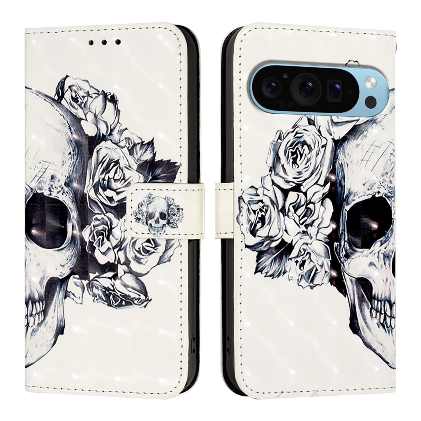 Google Pixel 9 Leather Flip Phone Case with 3D Painted Design, Card Holder, Wallet & Stand Function - Durable Protection & Easy Access