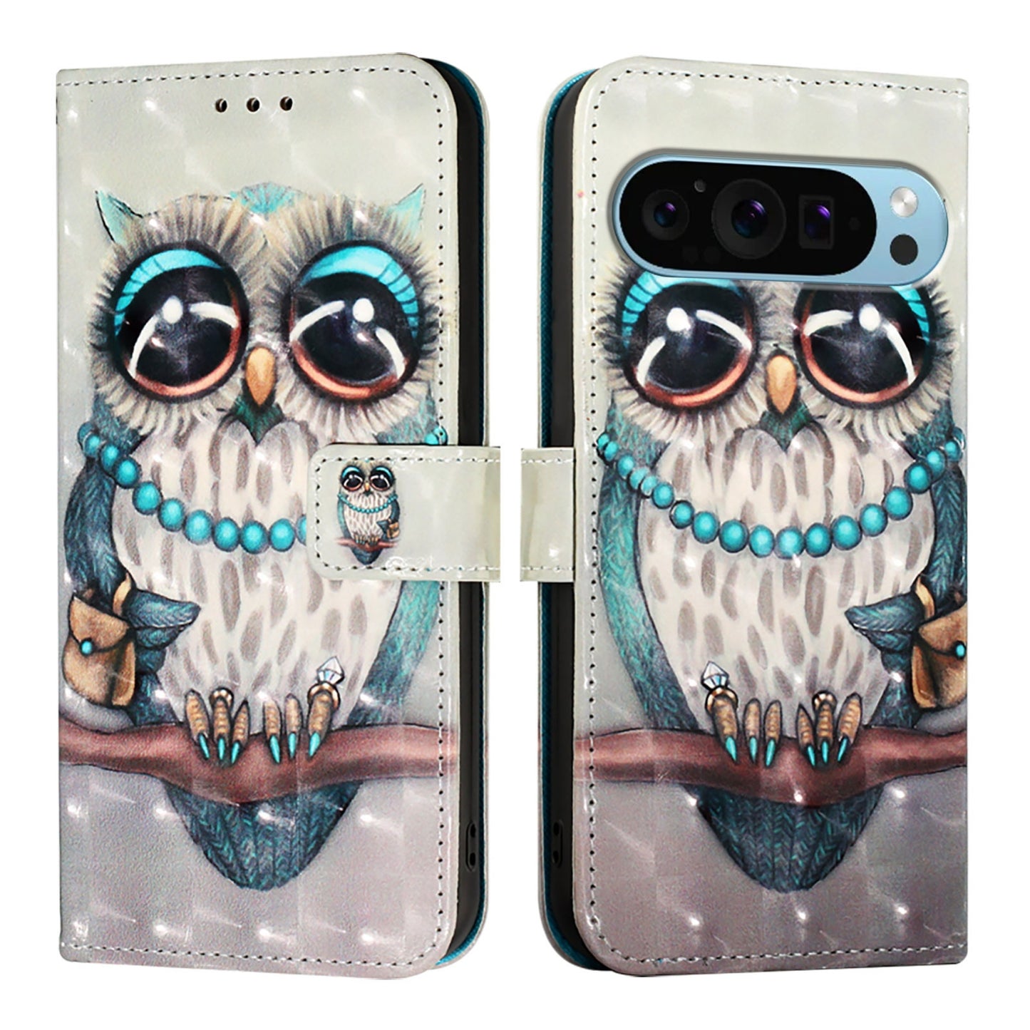 Google Pixel 9 Leather Flip Phone Case with 3D Painted Design, Card Holder, Wallet & Stand Function - Durable Protection & Easy Access