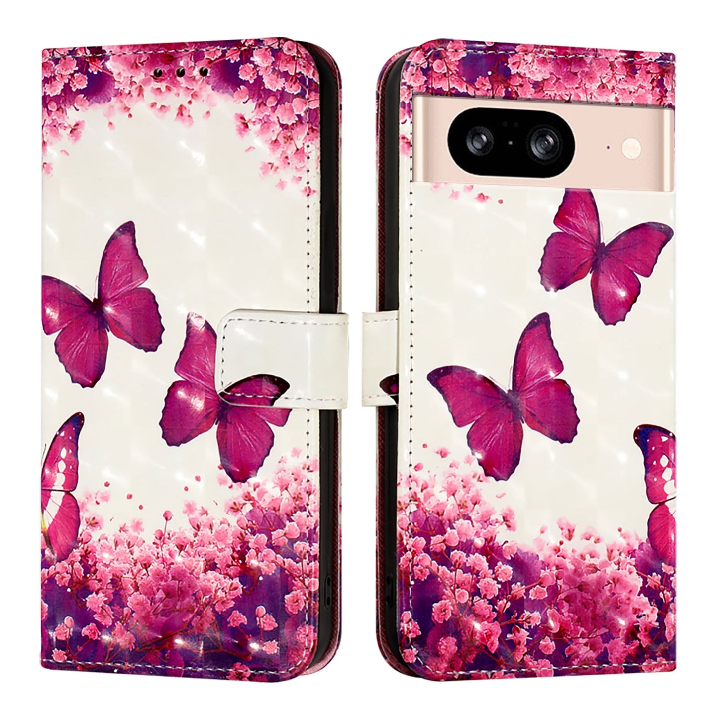 Google Pixel 8 Leather Flip Phone Case with 3D Painted Design, Card Holder, Wallet & Stand Function - Durable Protection & Easy Access