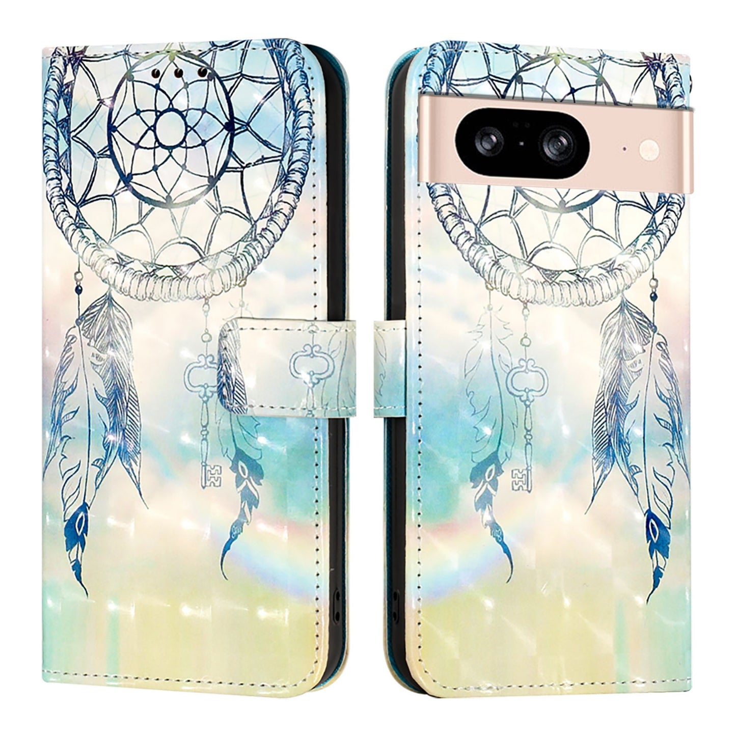 Google Pixel 8 Leather Flip Phone Case with 3D Painted Design, Card Holder, Wallet & Stand Function - Durable Protection & Easy Access