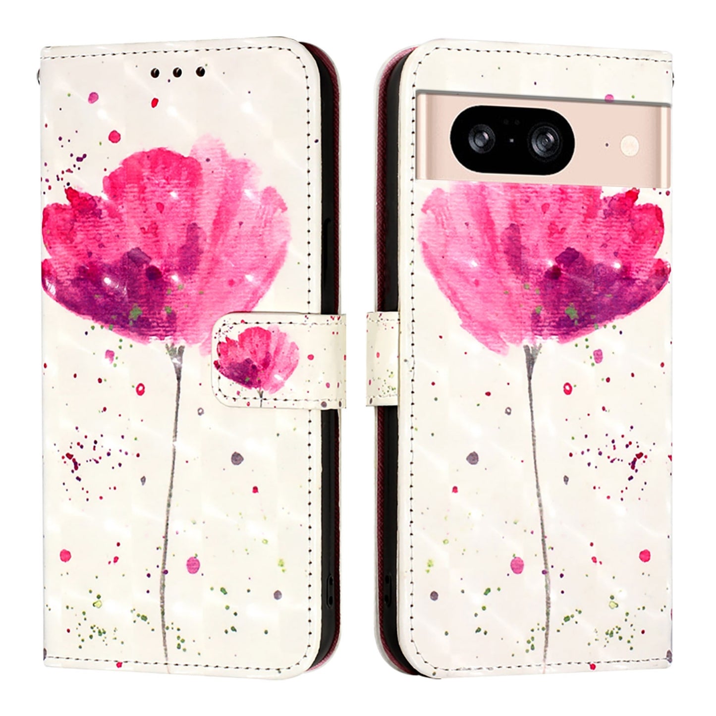 Google Pixel 8 Leather Flip Phone Case with 3D Painted Design, Card Holder, Wallet & Stand Function - Durable Protection & Easy Access