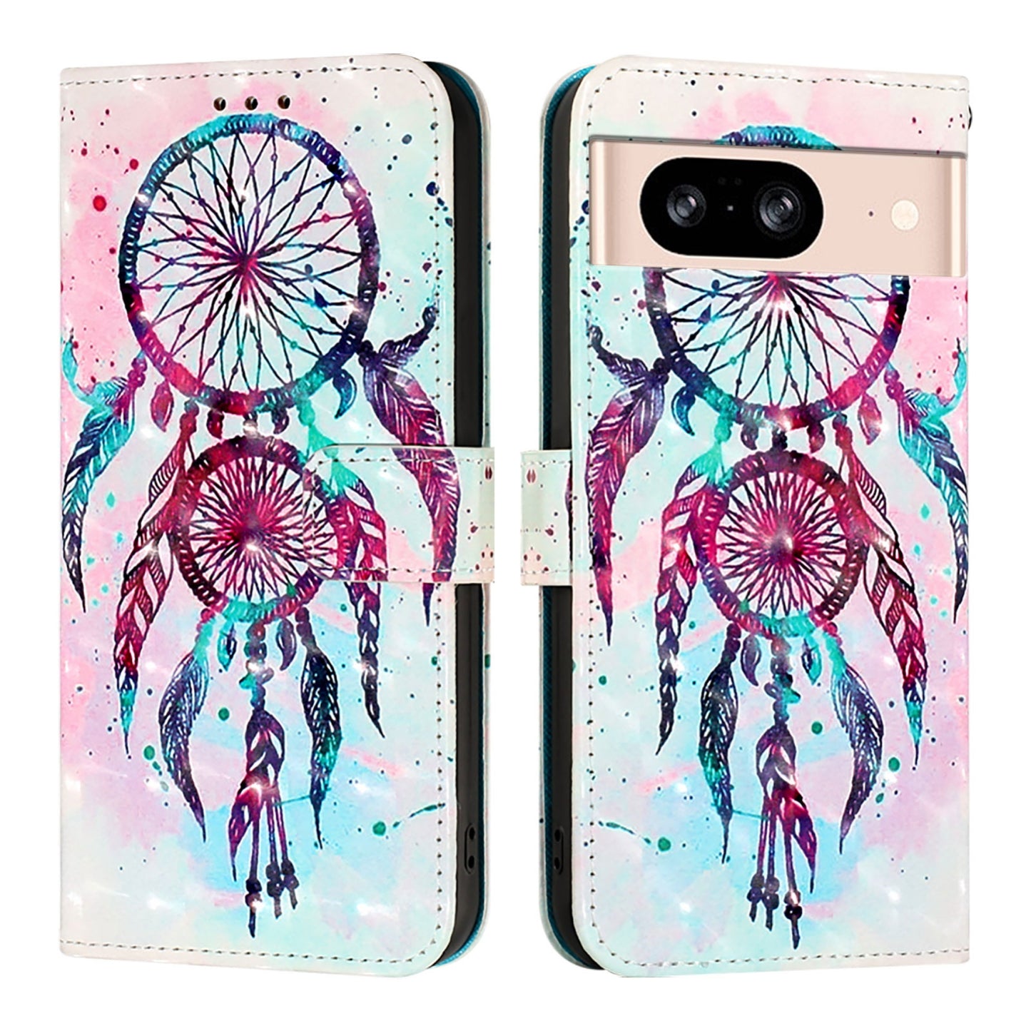Google Pixel 8 Leather Flip Phone Case with 3D Painted Design, Card Holder, Wallet & Stand Function - Durable Protection & Easy Access