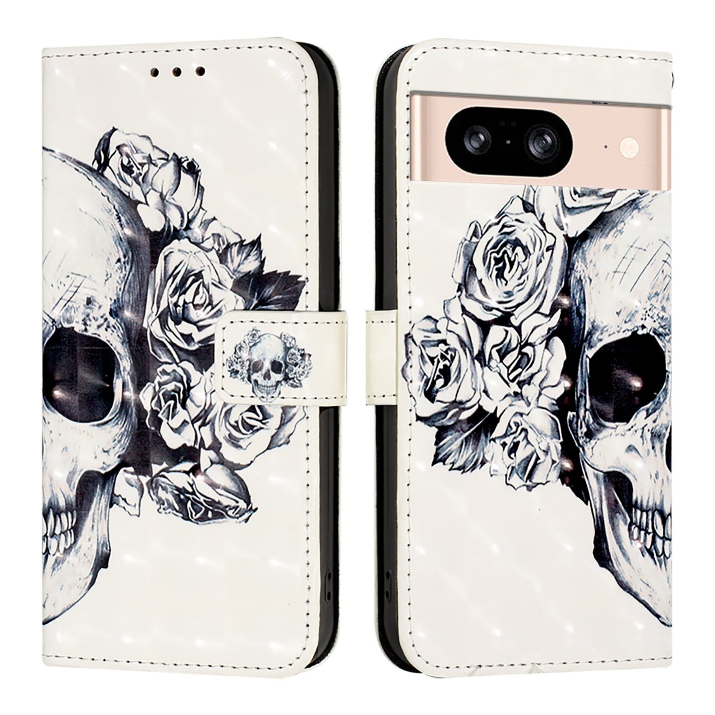 Google Pixel 8 Leather Flip Phone Case with 3D Painted Design, Card Holder, Wallet & Stand Function - Durable Protection & Easy Access