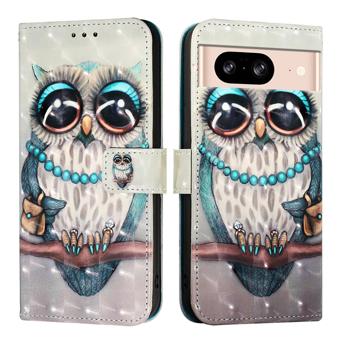 Google Pixel 8 Leather Flip Phone Case with 3D Painted Design, Card Holder, Wallet & Stand Function - Durable Protection & Easy Access