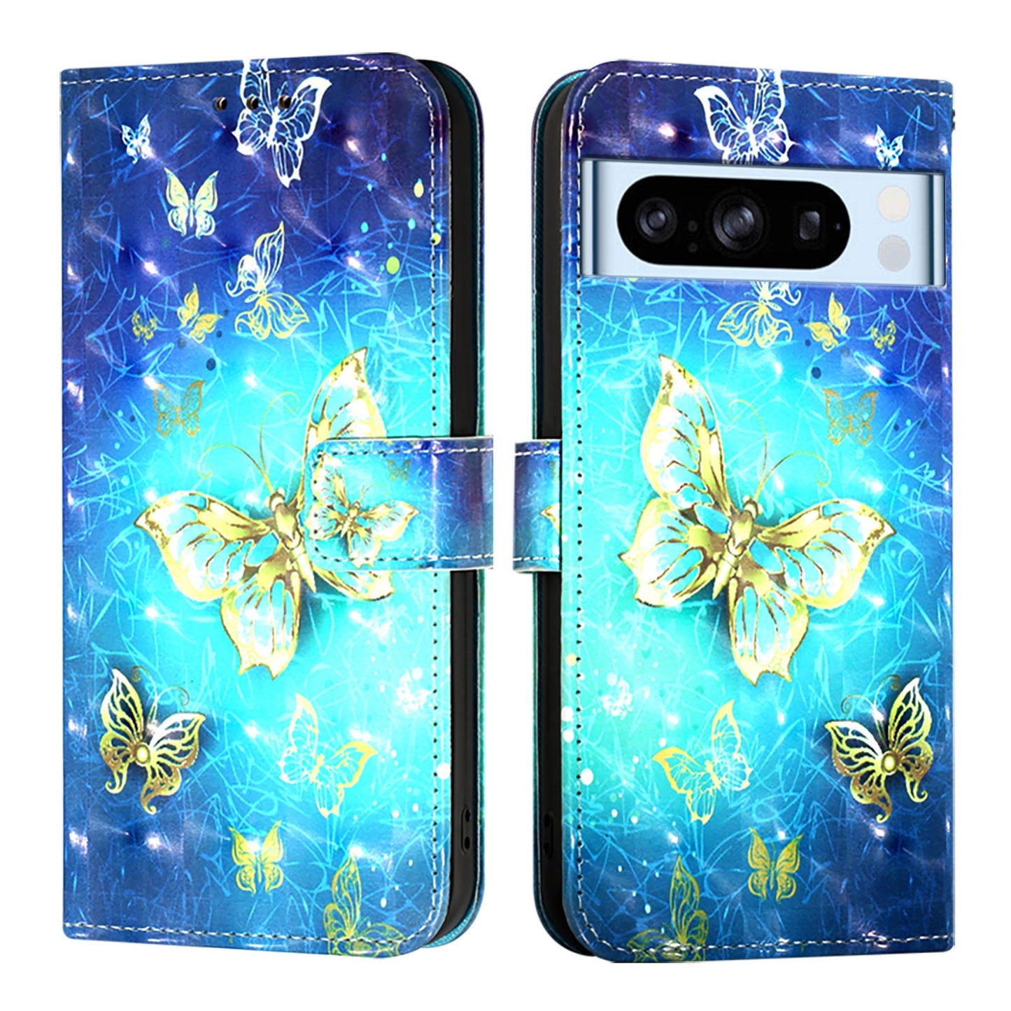 Google Pixel 8 Pro Leather Flip Phone Case with 3D Painted Design, Card Holder, Wallet & Stand Function - Durable Protection & Easy Access