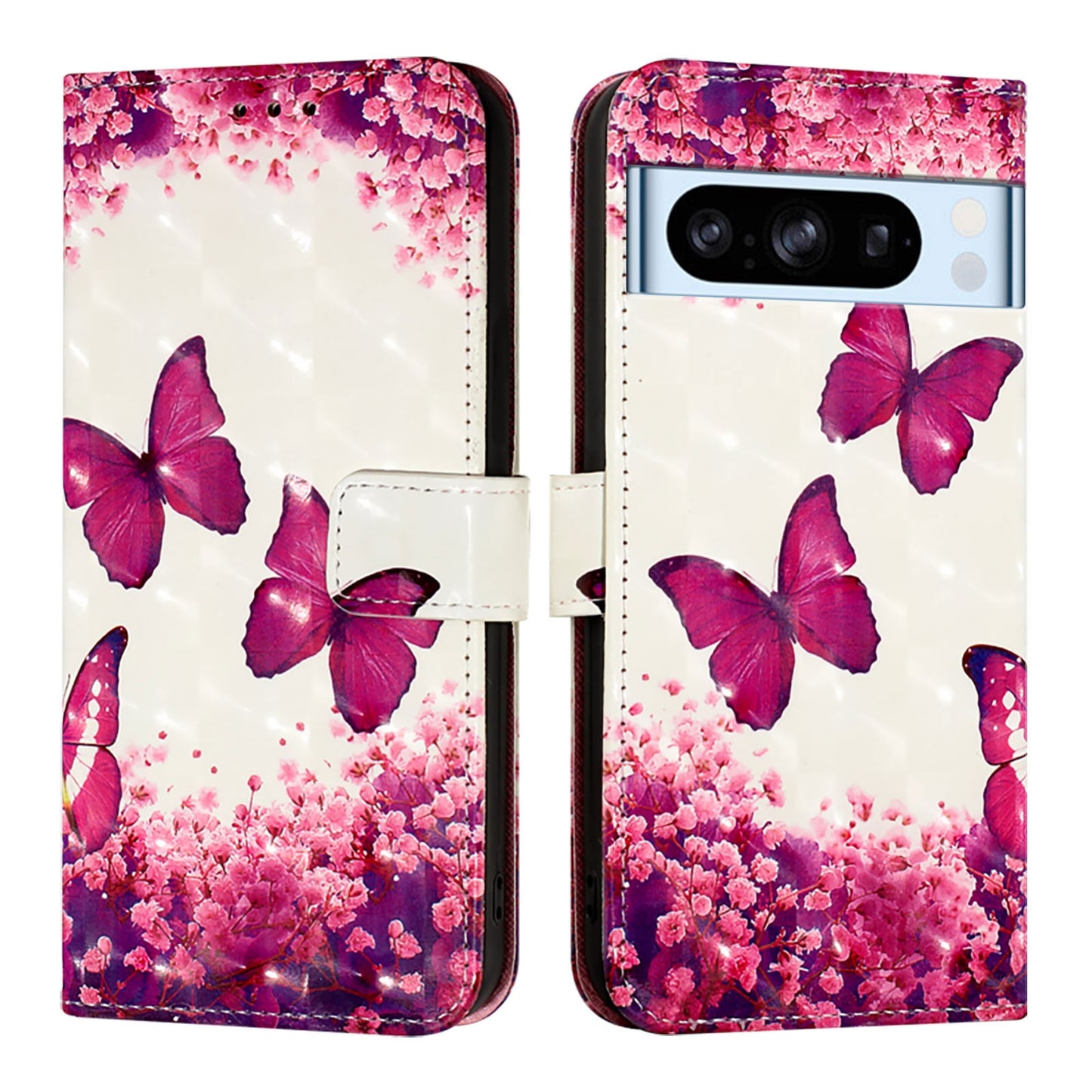 Google Pixel 8 Pro Leather Flip Phone Case with 3D Painted Design, Card Holder, Wallet & Stand Function - Durable Protection & Easy Access