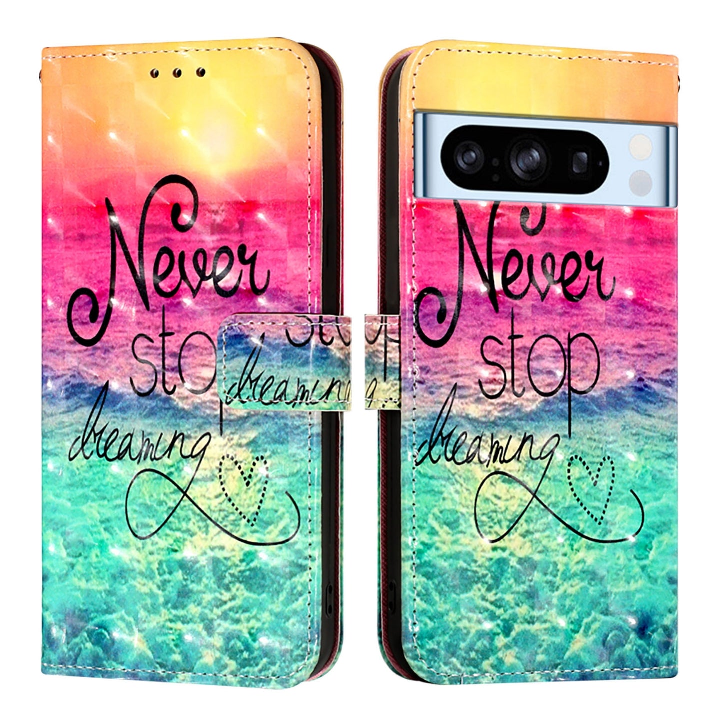 Google Pixel 8 Pro Leather Flip Phone Case with 3D Painted Design, Card Holder, Wallet & Stand Function - Durable Protection & Easy Access