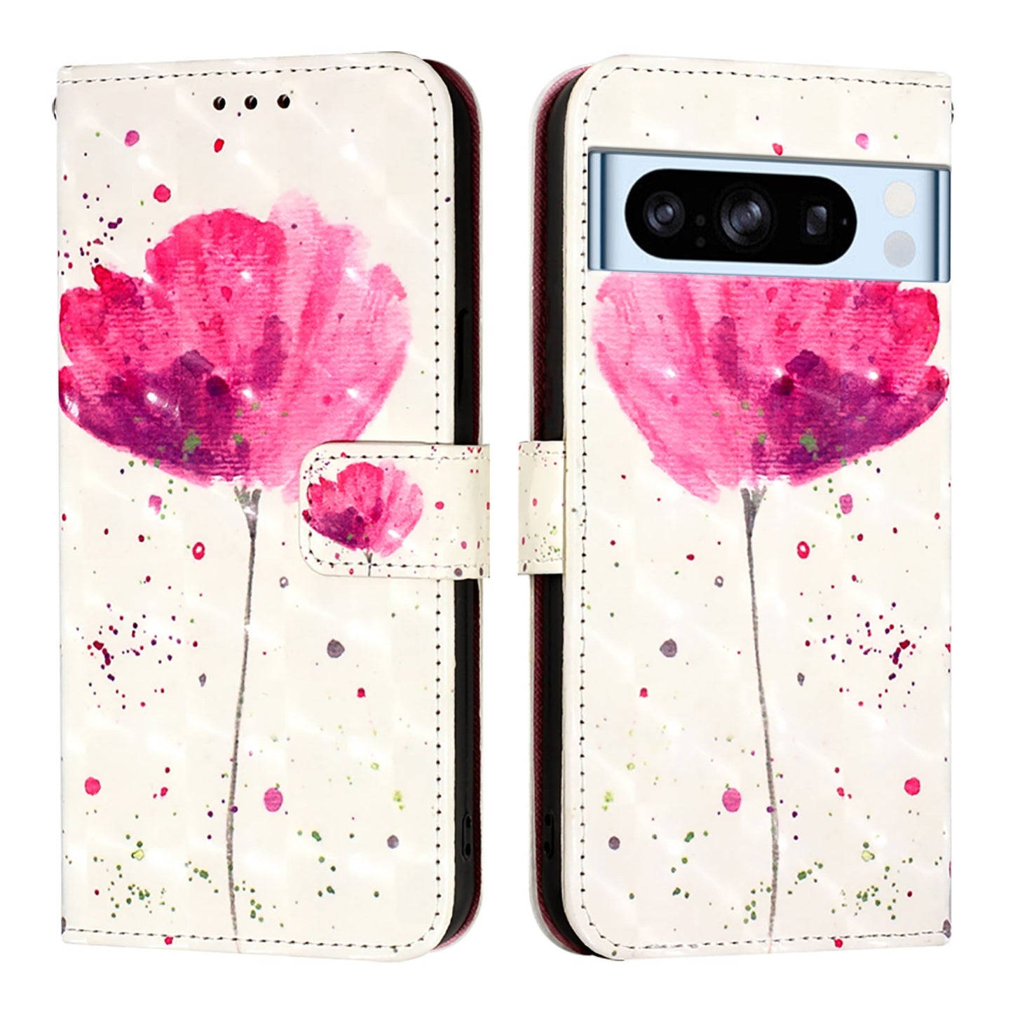 Google Pixel 8 Pro Leather Flip Phone Case with 3D Painted Design, Card Holder, Wallet & Stand Function - Durable Protection & Easy Access