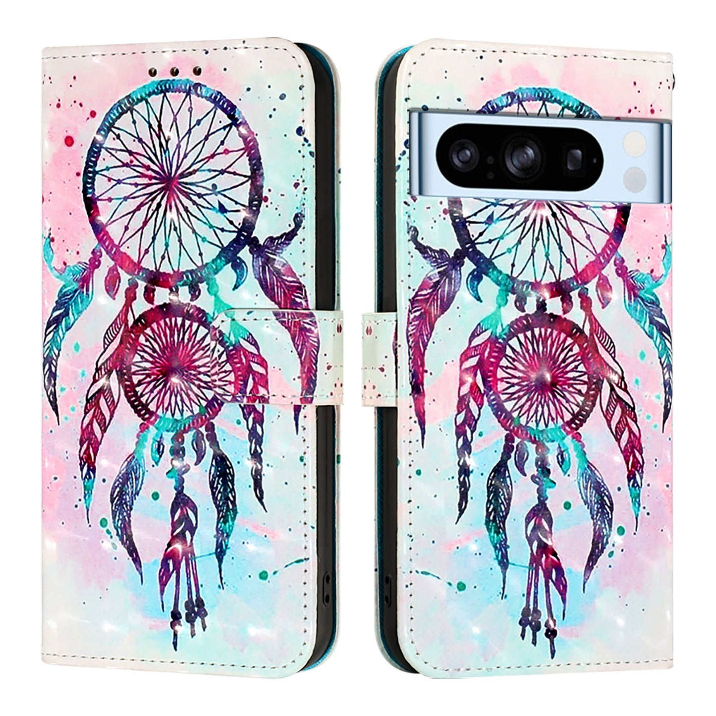 Google Pixel 8 Pro Leather Flip Phone Case with 3D Painted Design, Card Holder, Wallet & Stand Function - Durable Protection & Easy Access