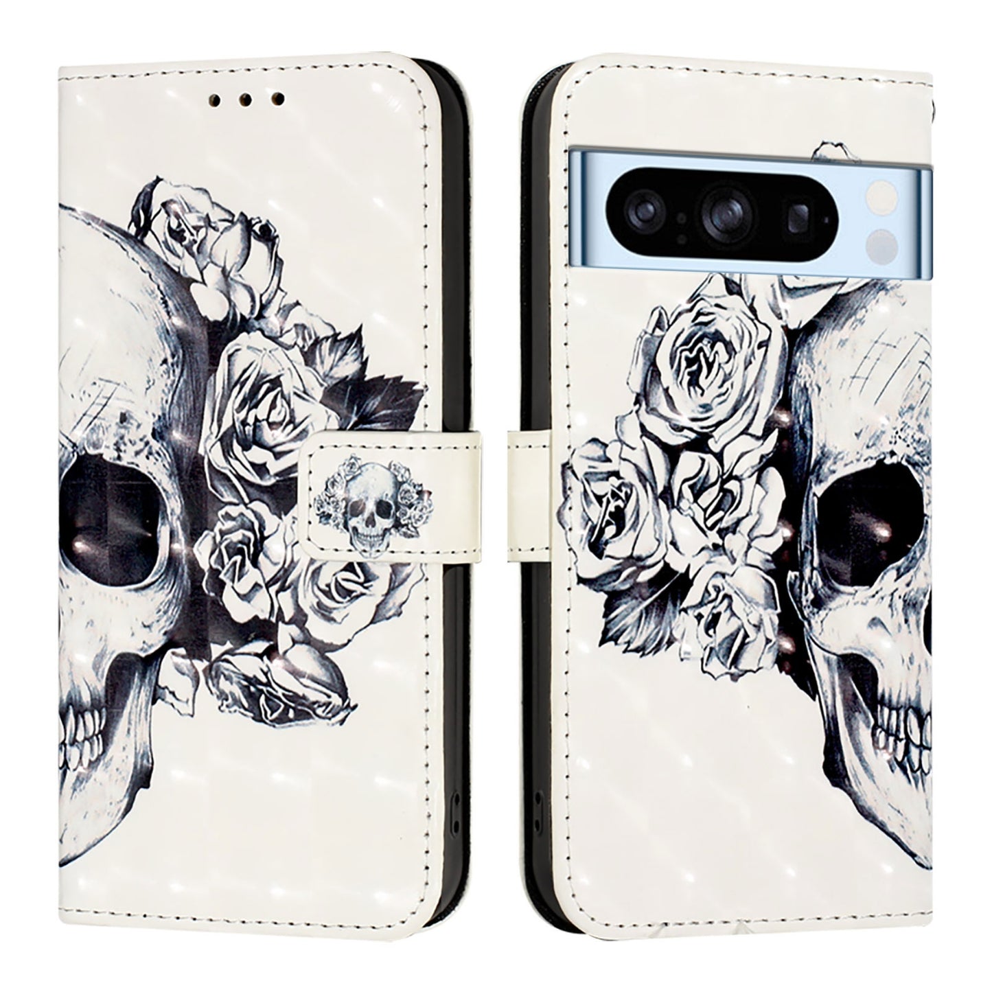 Google Pixel 8 Pro Leather Flip Phone Case with 3D Painted Design, Card Holder, Wallet & Stand Function - Durable Protection & Easy Access