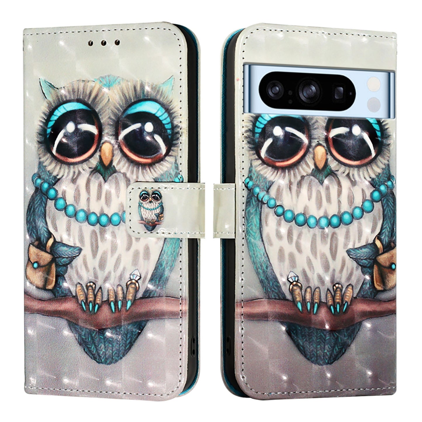Google Pixel 8 Pro Leather Flip Phone Case with 3D Painted Design, Card Holder, Wallet & Stand Function - Durable Protection & Easy Access