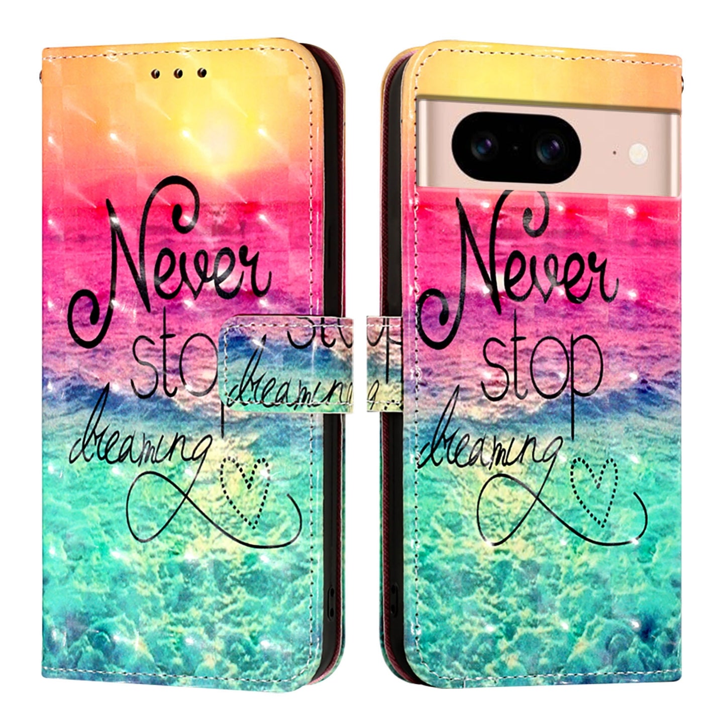 Google Pixel 8a Leather Flip Phone Case with 3D Painted Design, Card Holder, Wallet & Stand Function - Durable Protection & Easy Access