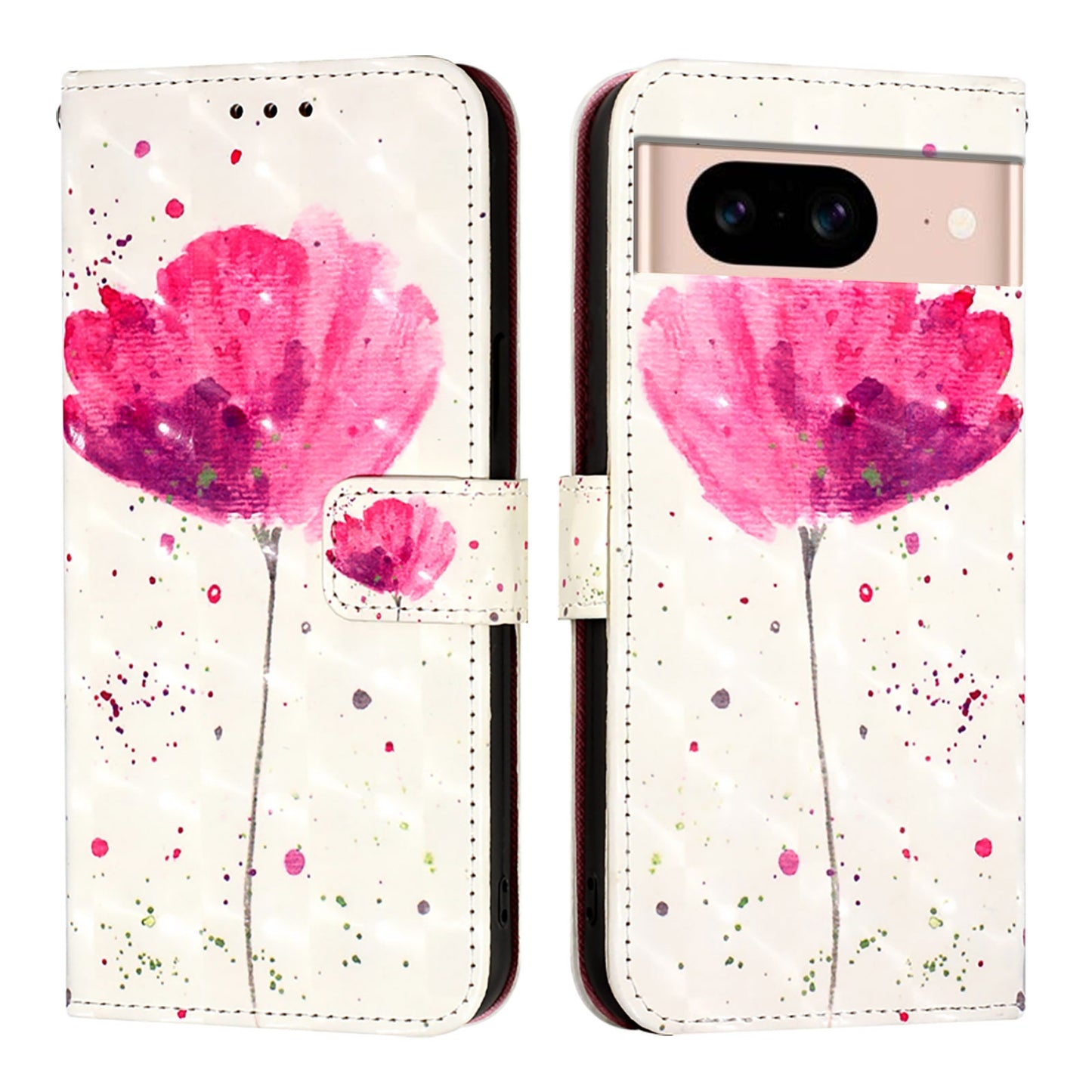 Google Pixel 8a Leather Flip Phone Case with 3D Painted Design, Card Holder, Wallet & Stand Function - Durable Protection & Easy Access