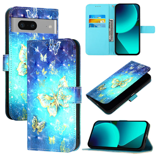 Google Pixel 7 Leather Flip Phone Case with 3D Painted Design, Card Holder, Wallet & Stand Function - Durable Protection & Easy Access