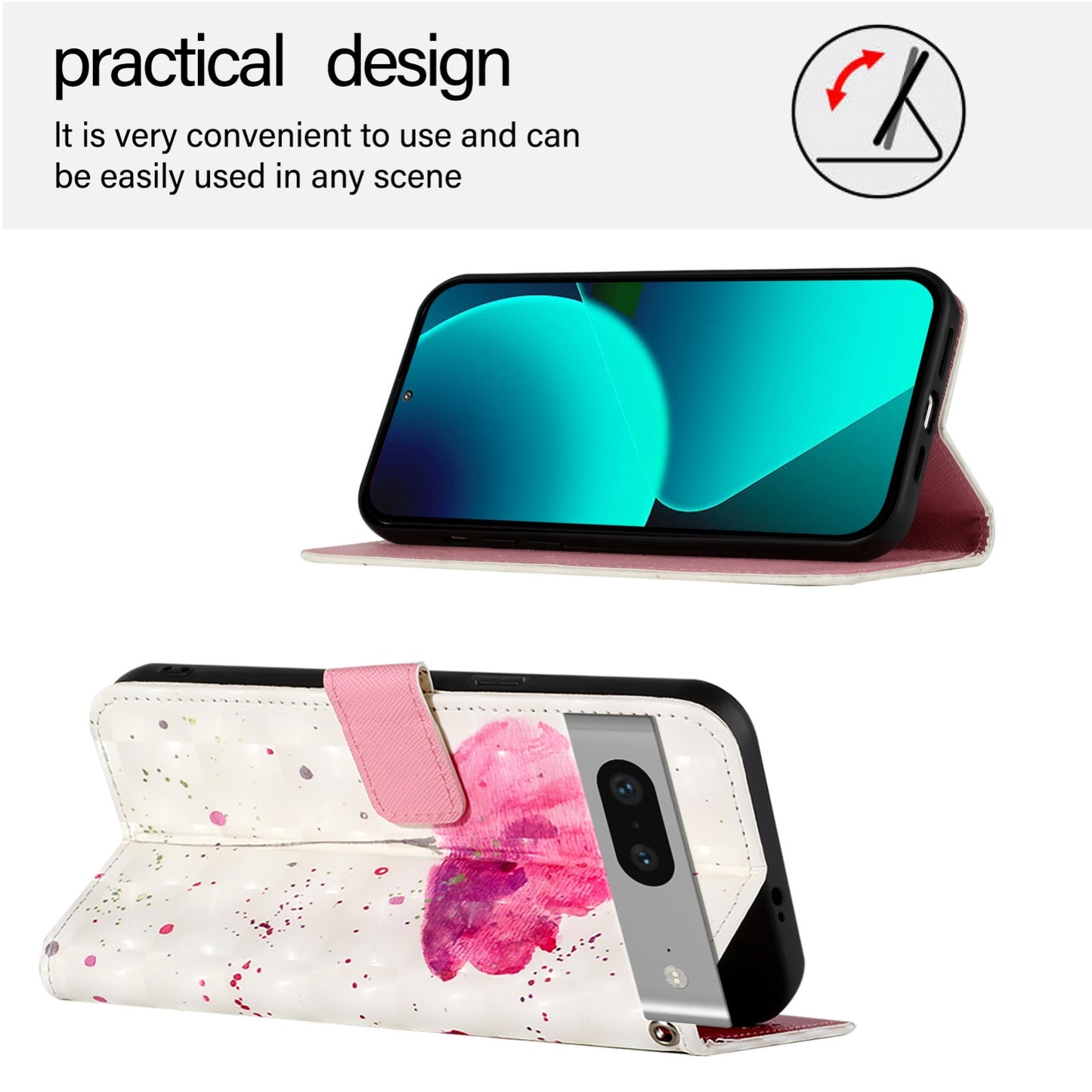 Google Pixel 7 Leather Flip Phone Case with 3D Painted Design, Card Holder, Wallet & Stand Function - Durable Protection & Easy Access