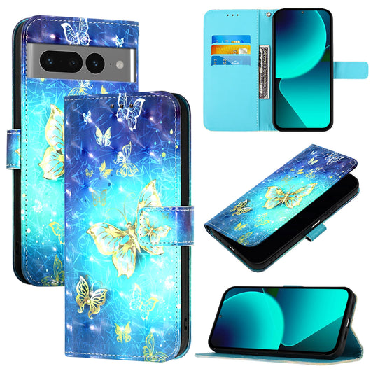 Google Pixel 7 Pro Leather Flip Phone Case with 3D Painted Design, Card Holder, Wallet & Stand Function - Durable Protection & Easy Access