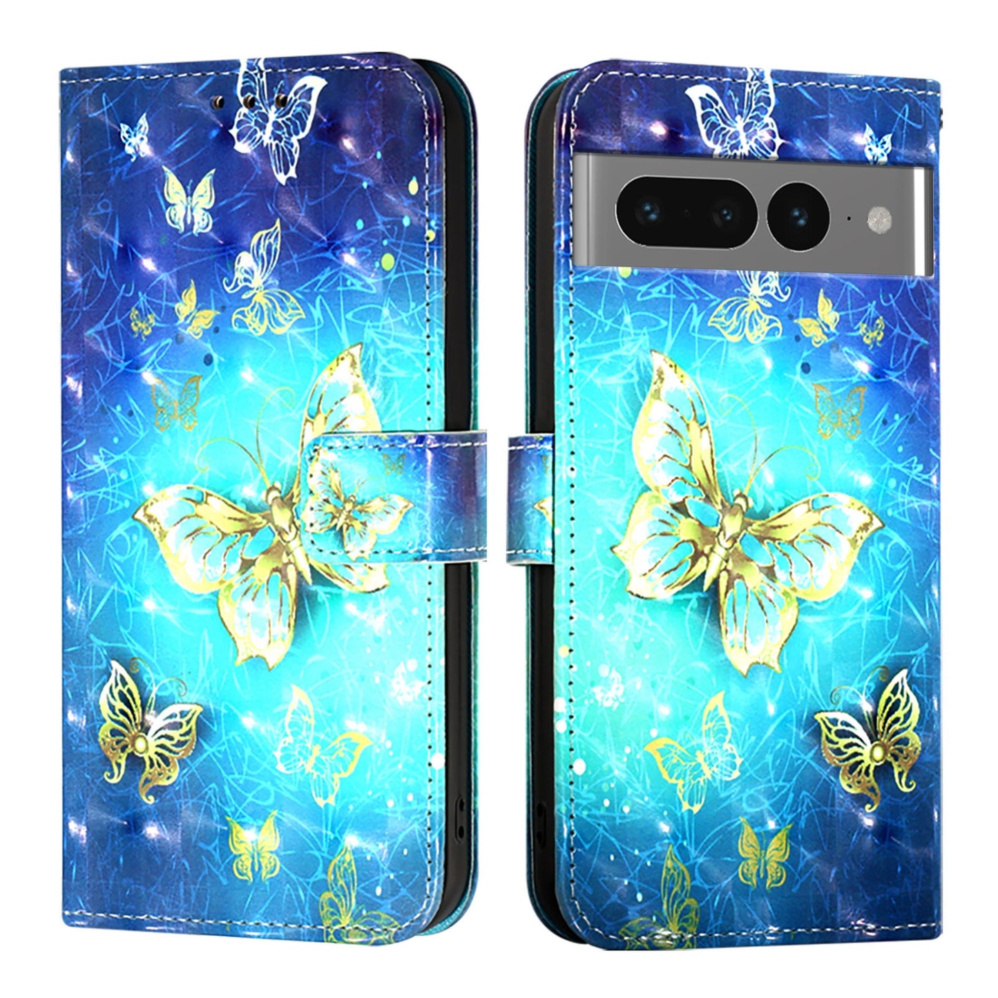 Google Pixel 7 Pro Leather Flip Phone Case with 3D Painted Design, Card Holder, Wallet & Stand Function - Durable Protection & Easy Access