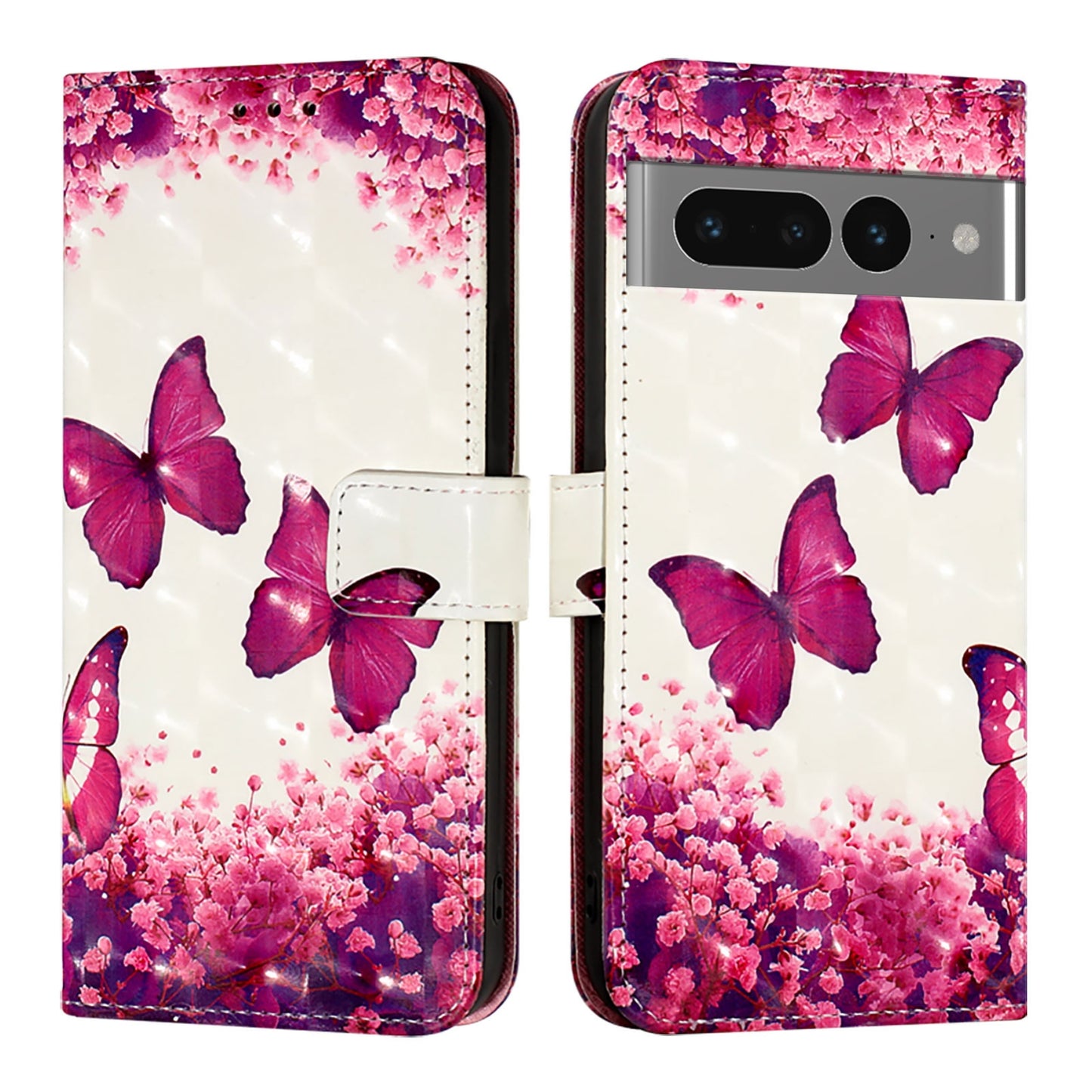 Google Pixel 7 Pro Leather Flip Phone Case with 3D Painted Design, Card Holder, Wallet & Stand Function - Durable Protection & Easy Access