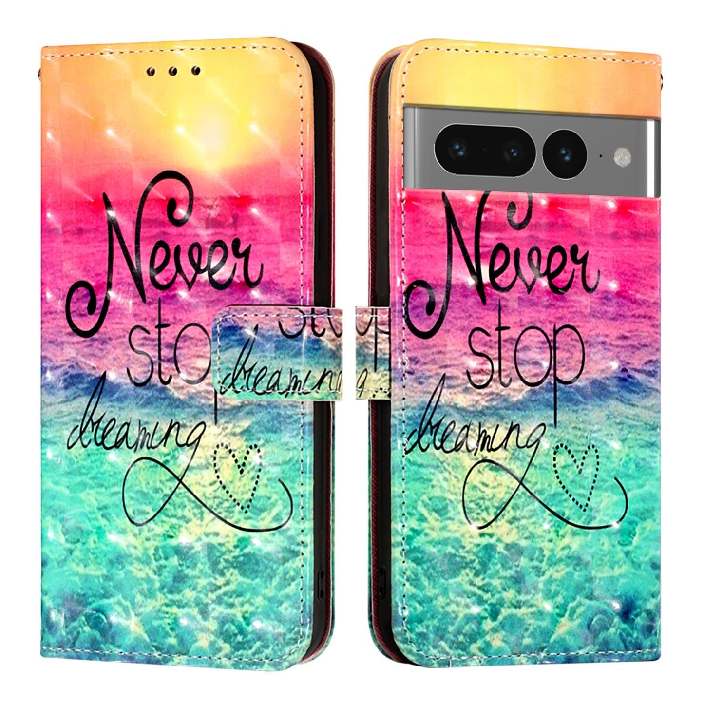 Google Pixel 7 Pro Leather Flip Phone Case with 3D Painted Design, Card Holder, Wallet & Stand Function - Durable Protection & Easy Access