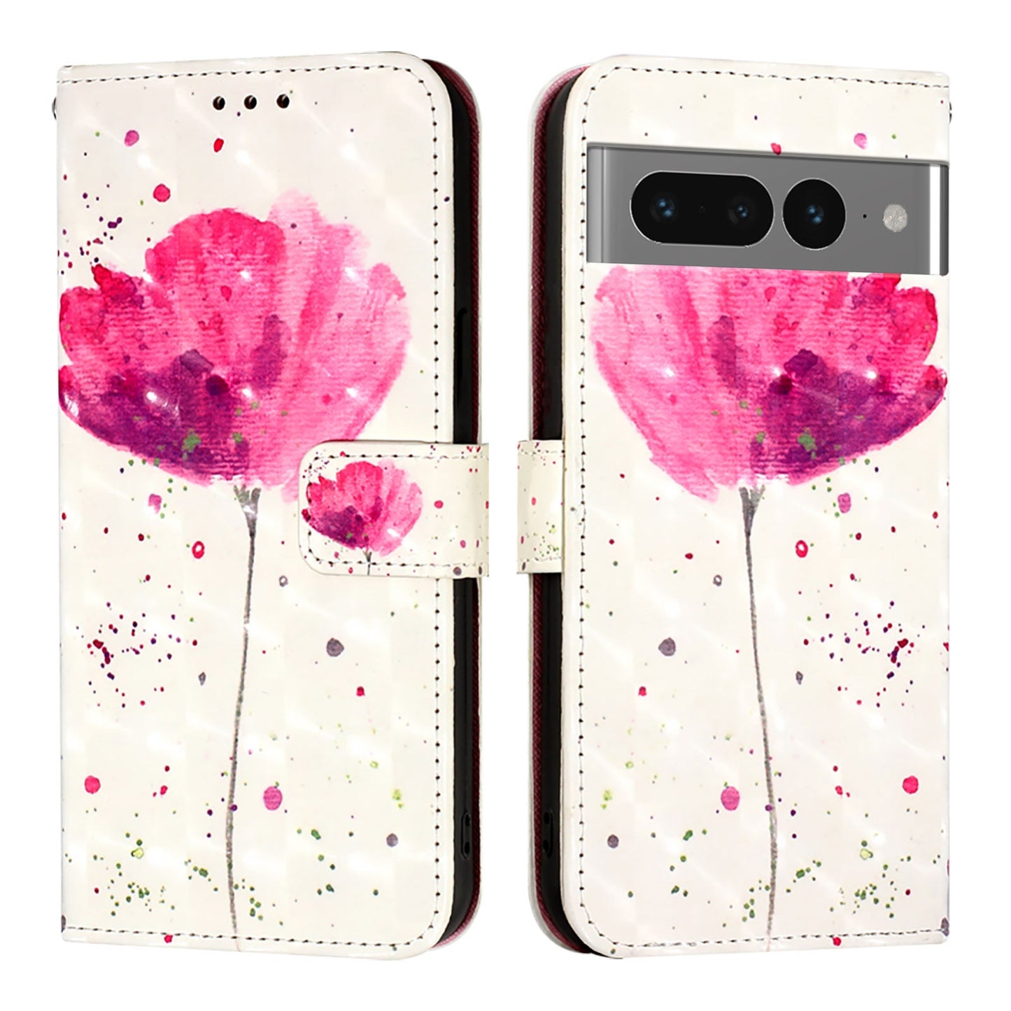 Google Pixel 7 Pro Leather Flip Phone Case with 3D Painted Design, Card Holder, Wallet & Stand Function - Durable Protection & Easy Access