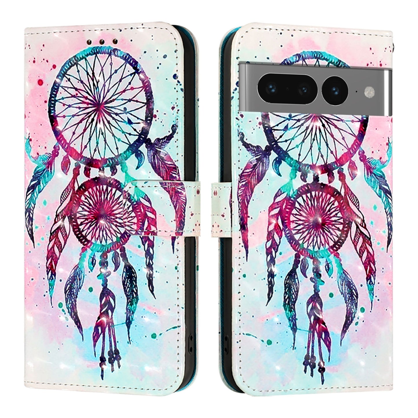 Google Pixel 7 Pro Leather Flip Phone Case with 3D Painted Design, Card Holder, Wallet & Stand Function - Durable Protection & Easy Access