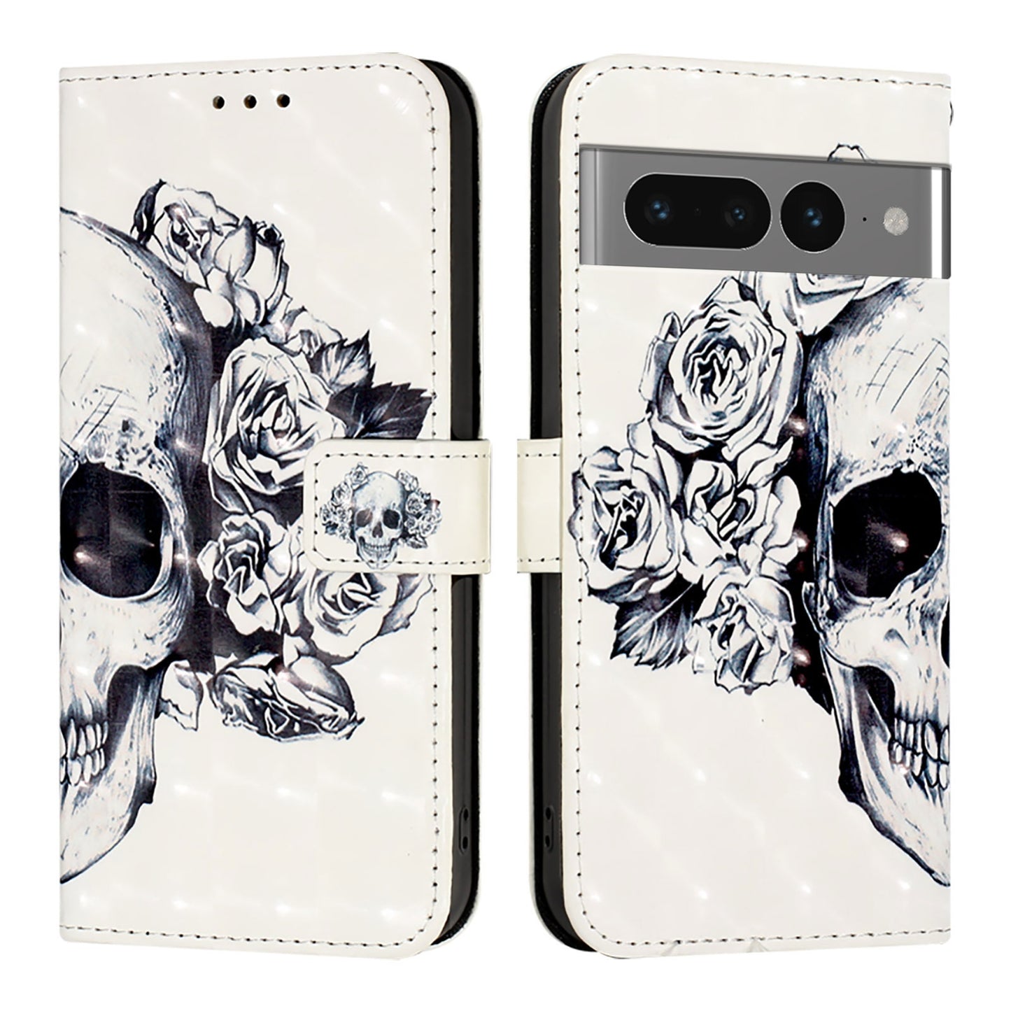 Google Pixel 7 Pro Leather Flip Phone Case with 3D Painted Design, Card Holder, Wallet & Stand Function - Durable Protection & Easy Access
