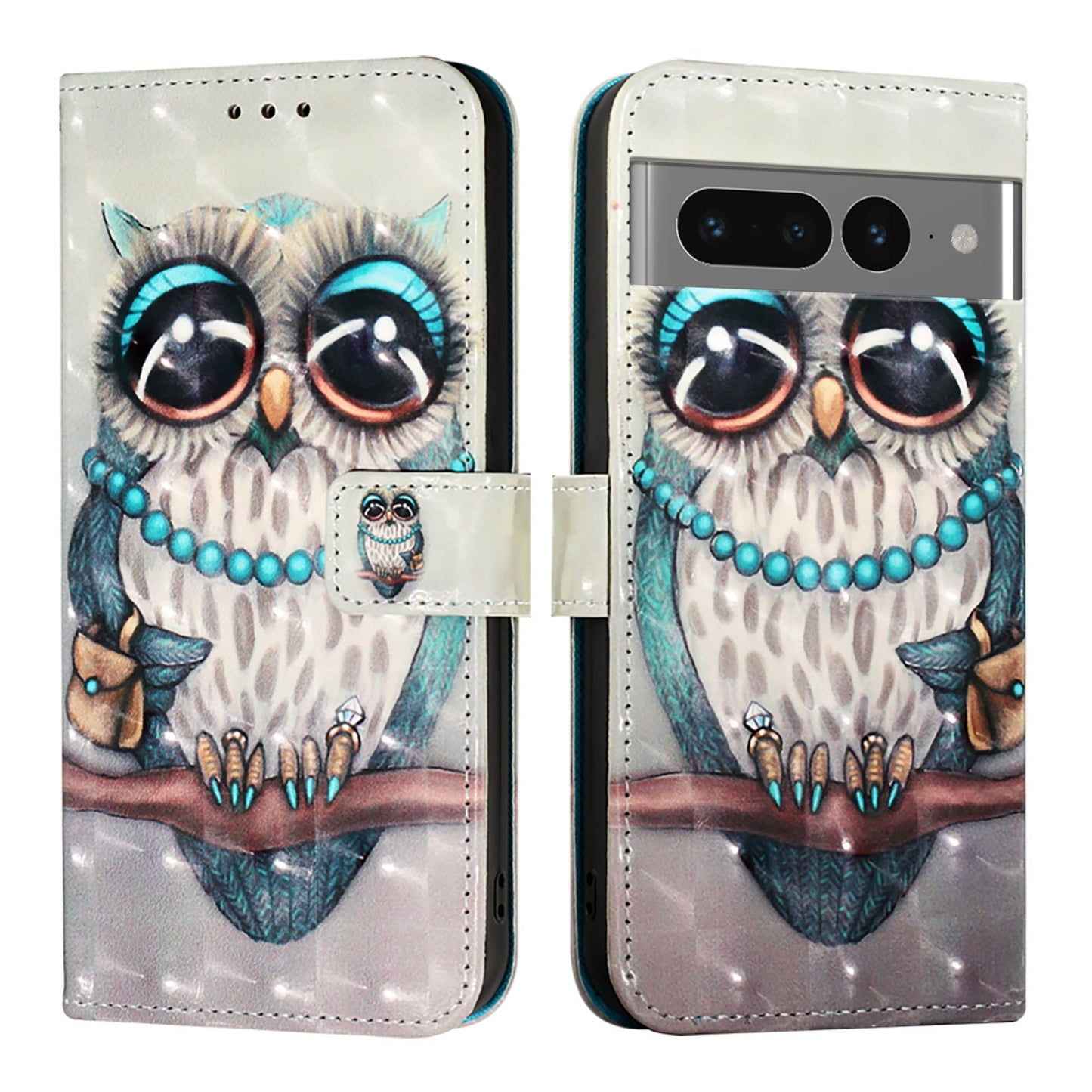 Google Pixel 7 Pro Leather Flip Phone Case with 3D Painted Design, Card Holder, Wallet & Stand Function - Durable Protection & Easy Access