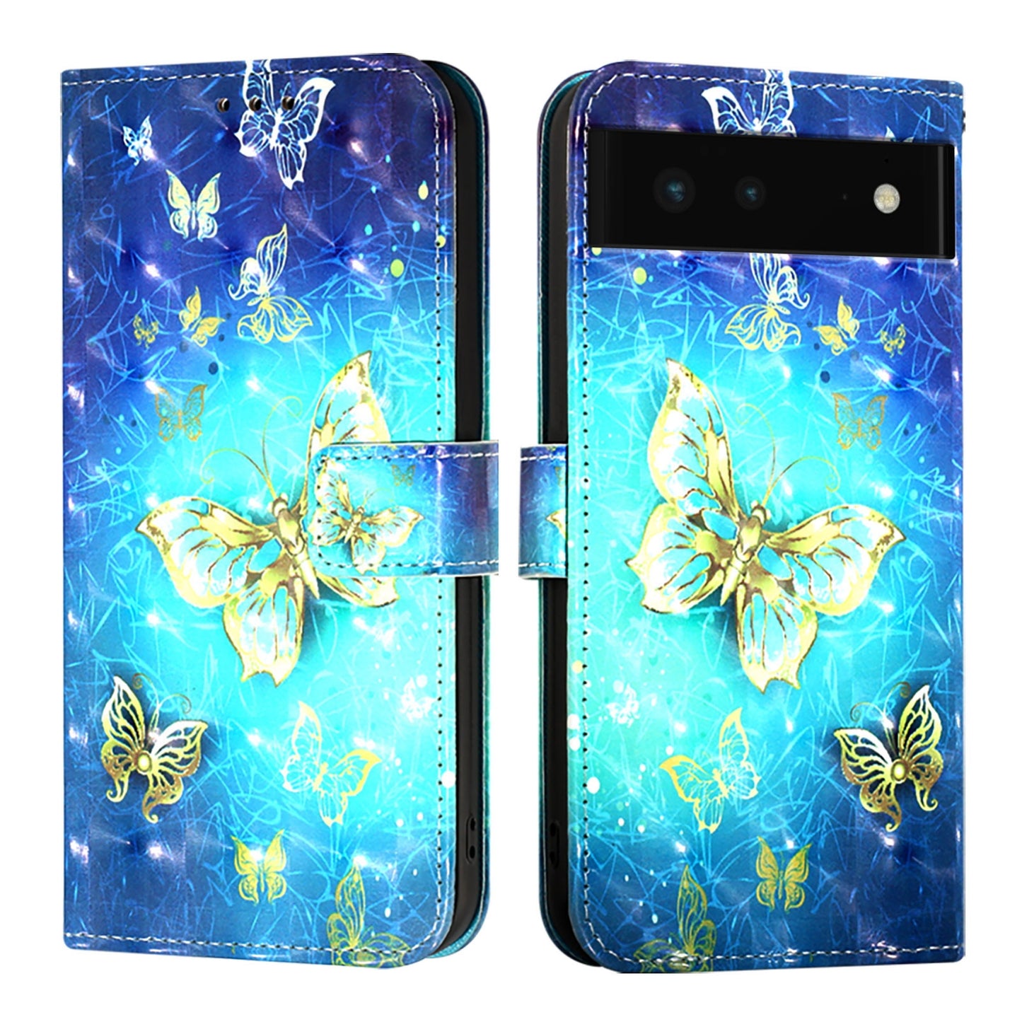 Google Pixel 6 Leather Flip Phone Case with 3D Painted Design, Card Holder, Wallet & Stand Function - Durable Protection & Easy Access