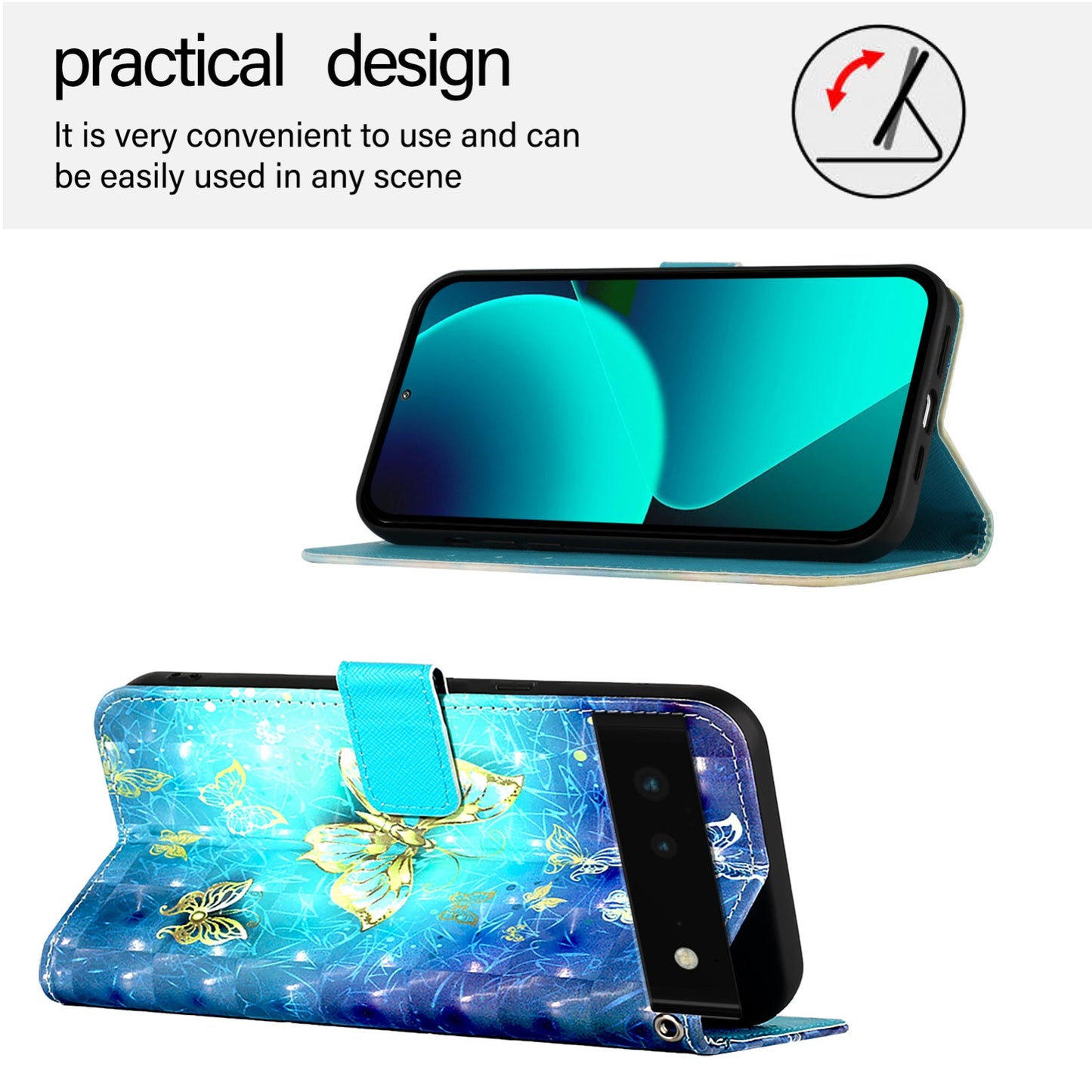 Google Pixel 6 Leather Flip Phone Case with 3D Painted Design, Card Holder, Wallet & Stand Function - Durable Protection & Easy Access