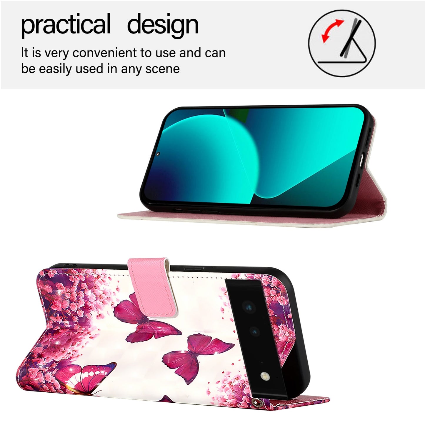 Google Pixel 6 Leather Flip Phone Case with 3D Painted Design, Card Holder, Wallet & Stand Function - Durable Protection & Easy Access