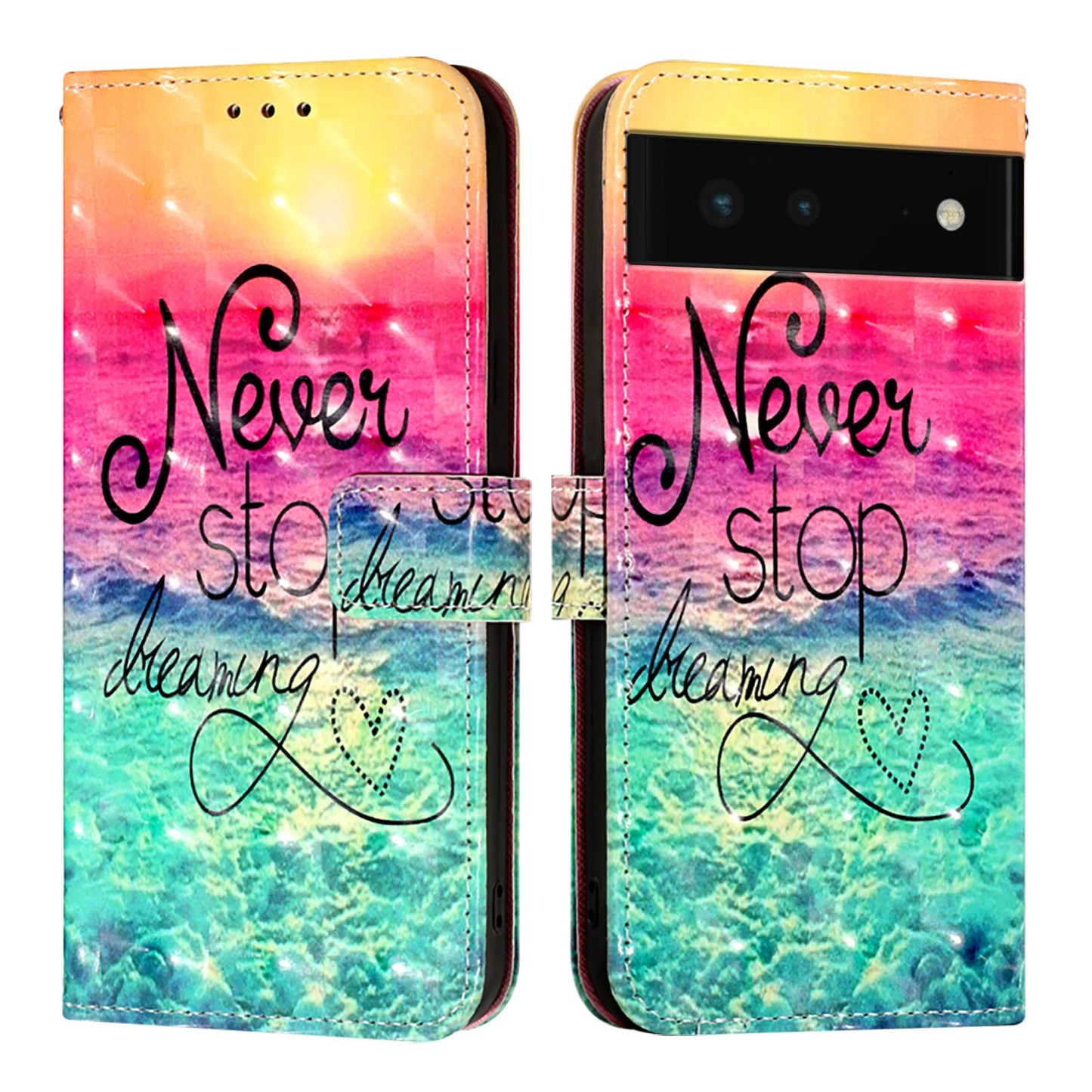 Google Pixel 6 Leather Flip Phone Case with 3D Painted Design, Card Holder, Wallet & Stand Function - Durable Protection & Easy Access