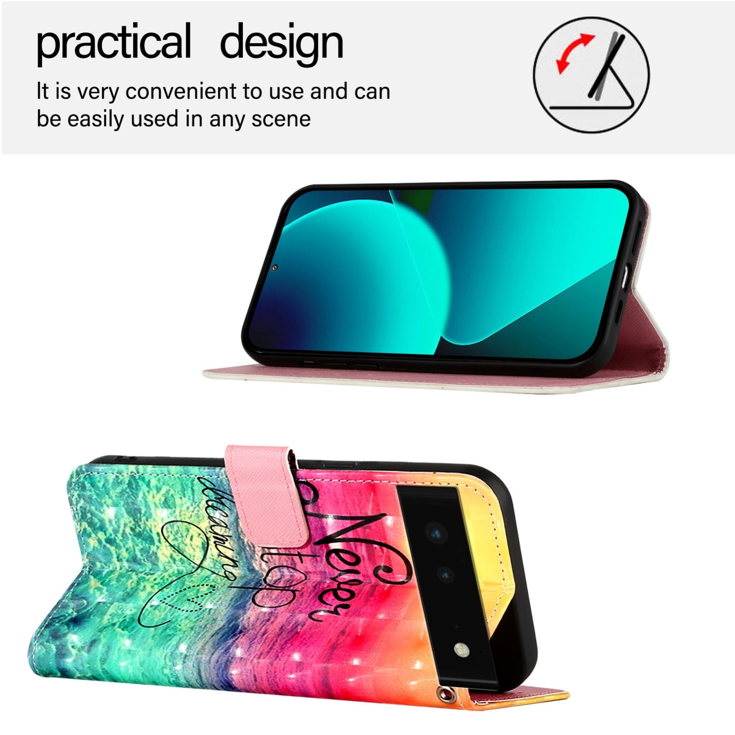 Google Pixel 6 Leather Flip Phone Case with 3D Painted Design, Card Holder, Wallet & Stand Function - Durable Protection & Easy Access