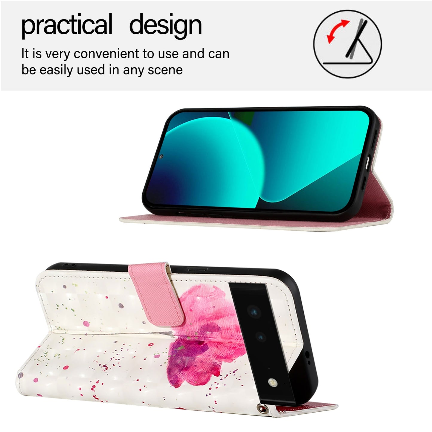 Google Pixel 6 Leather Flip Phone Case with 3D Painted Design, Card Holder, Wallet & Stand Function - Durable Protection & Easy Access