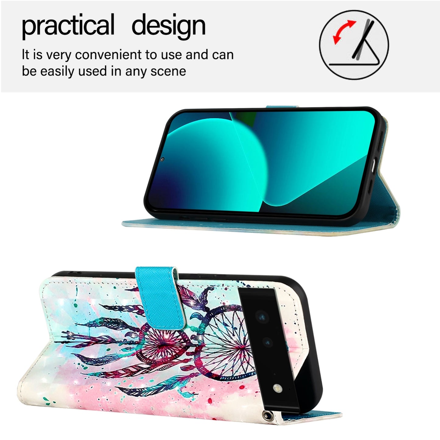 Google Pixel 6 Leather Flip Phone Case with 3D Painted Design, Card Holder, Wallet & Stand Function - Durable Protection & Easy Access