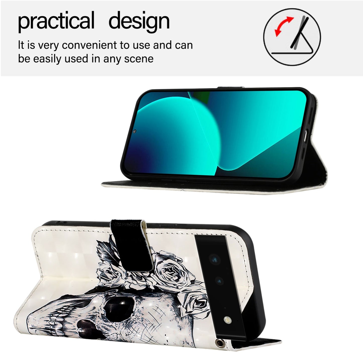 Google Pixel 6 Leather Flip Phone Case with 3D Painted Design, Card Holder, Wallet & Stand Function - Durable Protection & Easy Access