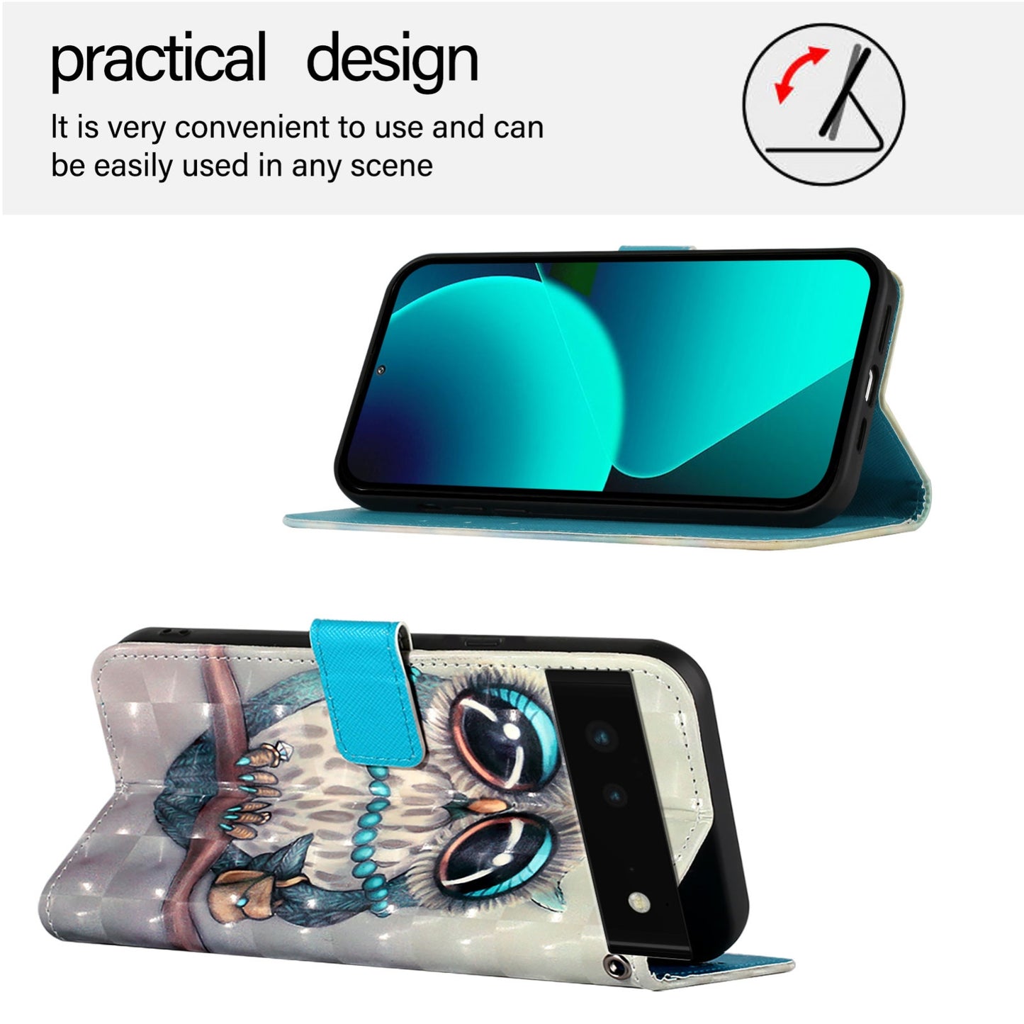 Google Pixel 6 Leather Flip Phone Case with 3D Painted Design, Card Holder, Wallet & Stand Function - Durable Protection & Easy Access