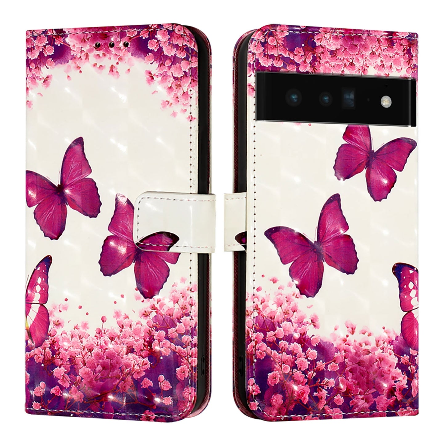 Google Pixel 6 Pro Leather Flip Phone Case with 3D Painted Design, Card Holder, Wallet & Stand Function - Durable Protection & Easy Access