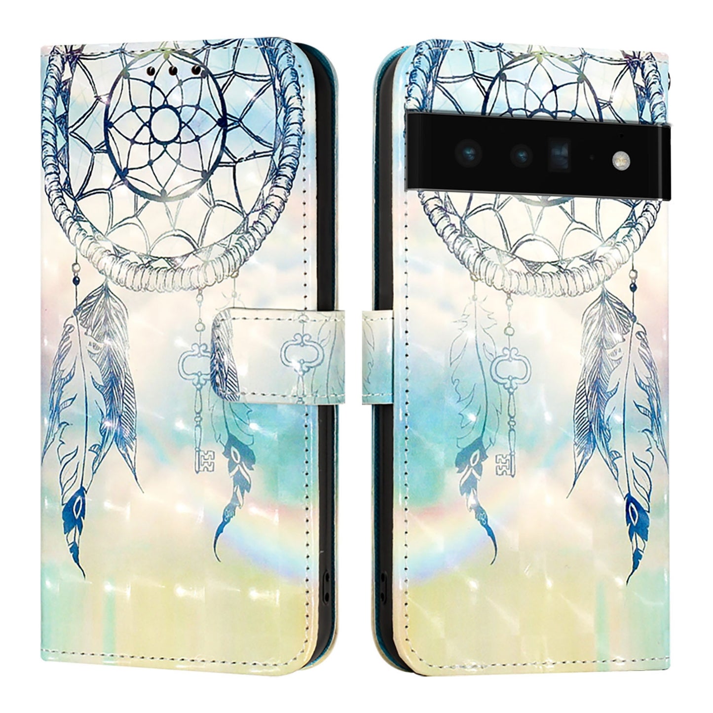 Google Pixel 6 Pro Leather Flip Phone Case with 3D Painted Design, Card Holder, Wallet & Stand Function - Durable Protection & Easy Access